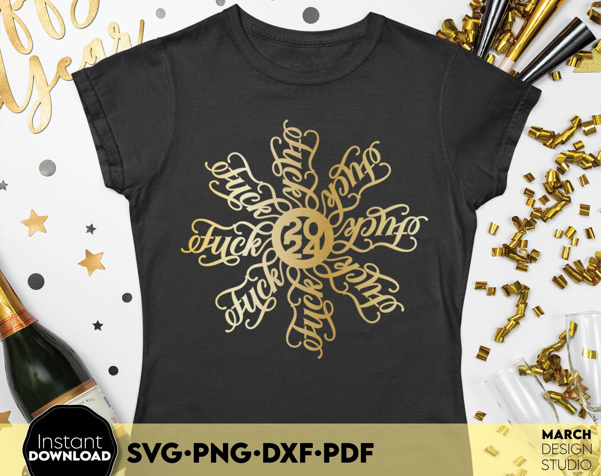 Funny Christmas Shirt Design. Fuck flake 2024 on it. SVG PNG DXF PDF files included. Compatible with Cricut, Silhouette or other equipment. Buy now for a good price and enjoy!