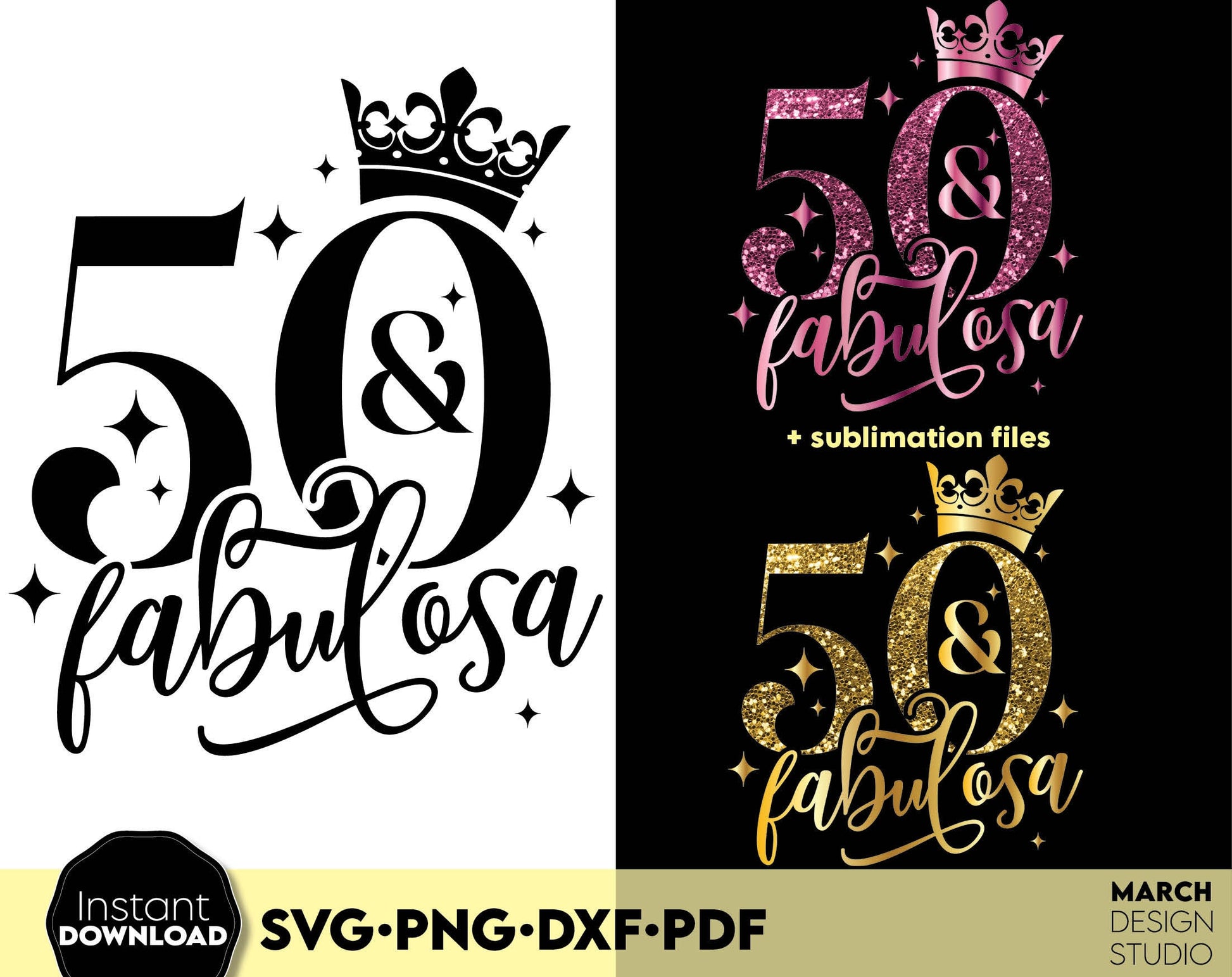 50 and fabulosa. 50th birthday shirt design for spanish. SVG PNG DXF PDF files included. Compatible with Cricut, Silhouette or other equipment. Buy now for a good price and enjoy!