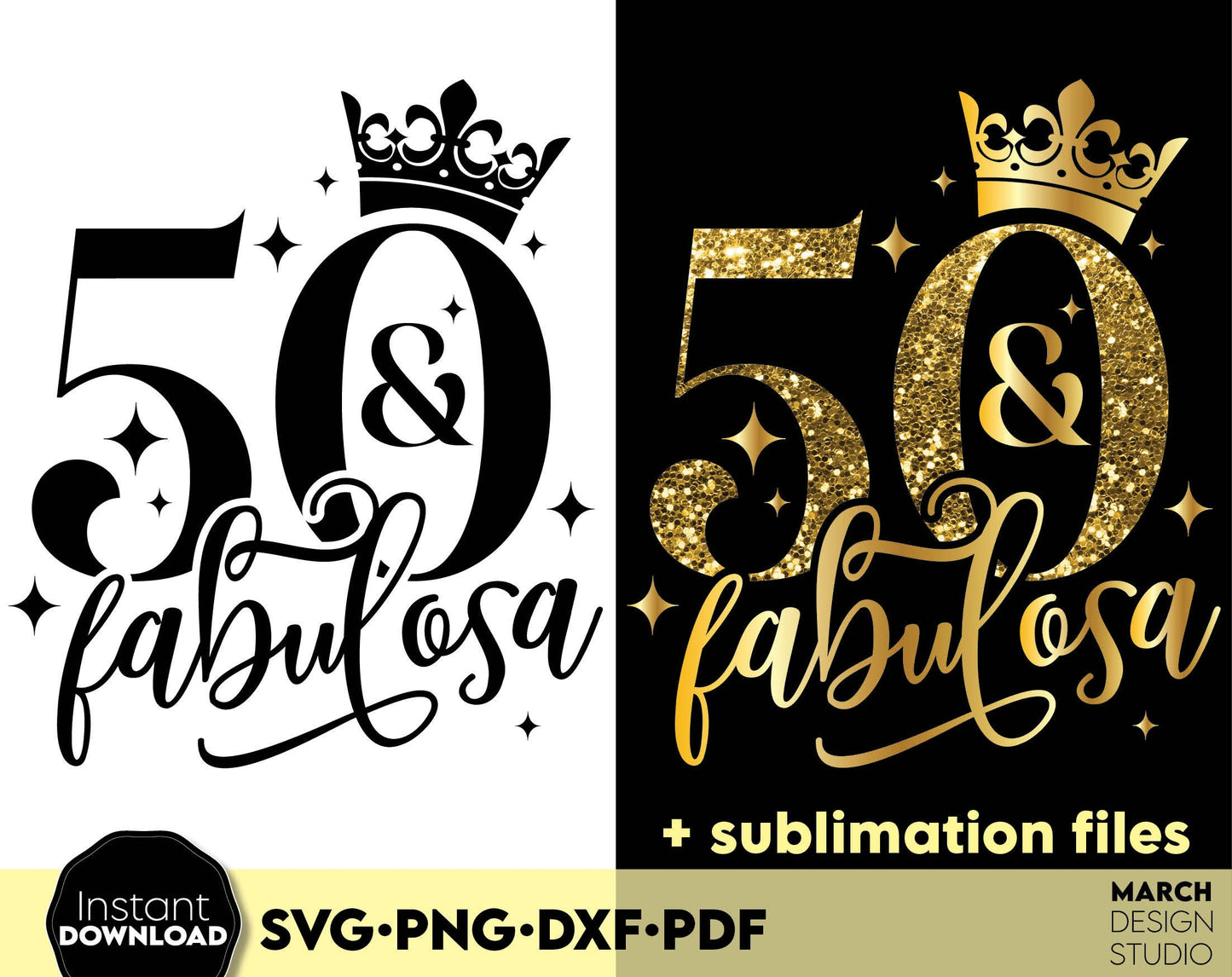 50 and fabulosa. 50th birthday shirt design for spanish. SVG PNG DXF PDF files included. Compatible with Cricut, Silhouette or other equipment. Buy now for a good price and enjoy!