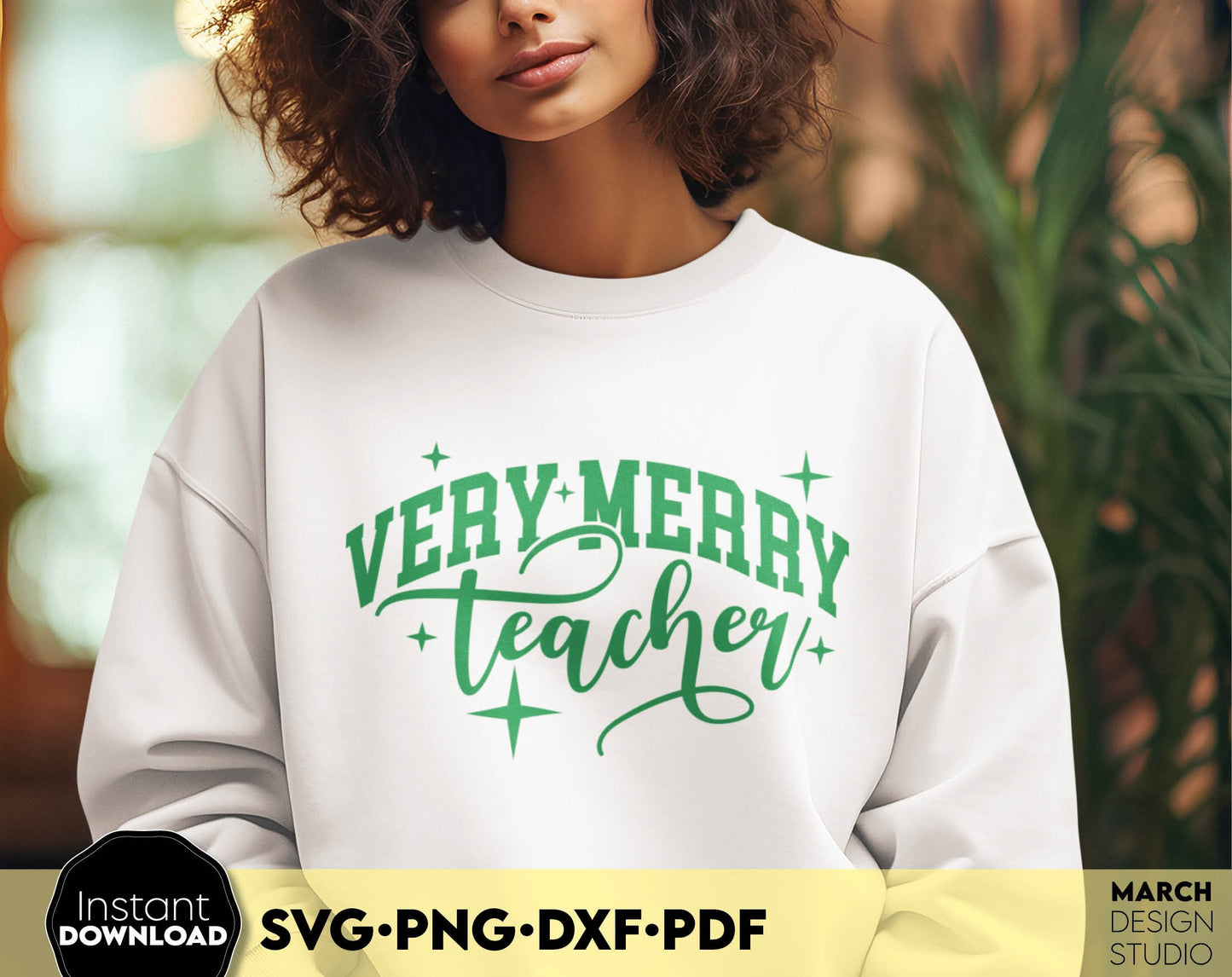 Very Merry Teacher design for Your Teacher Gift ideas. SVG PNG DXF PDF files included, Compatible with Cricut, Silhouette or other equipment. Cut from vinyl, use for sublimation or laser cut or grave projects as well. Buy now for a good price, enjoy!