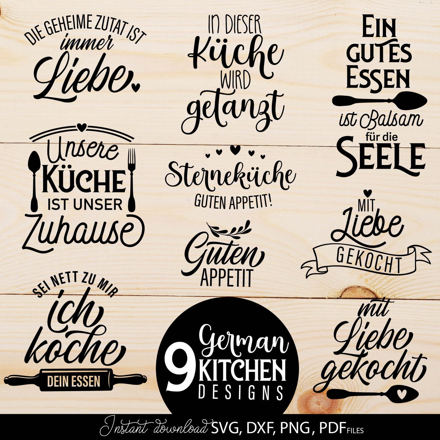 Funny German Küche lustige party saying  Plotter File SVG, PNG DXF and PDF files included. Compatible with Cricut, Silhouette, Glowforge or other machines. Use for sublimation or laser cut projects as well. Buy now, enjoy! Discount prices available.