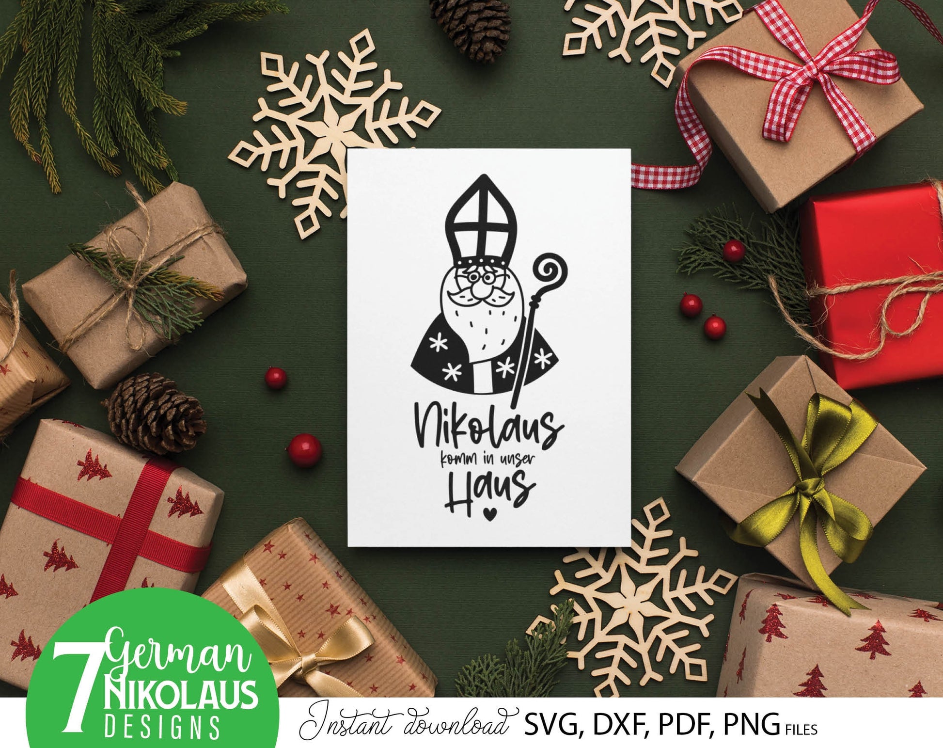 German St. Nicholas plotter file svg png dxf designs bundle for You German Christmas evening ornaments. Use for cutting from vinyl, sublimation or laser cut projects. Compatible with Cricut, Silhouette or other equipment. Buy now and enjoy!