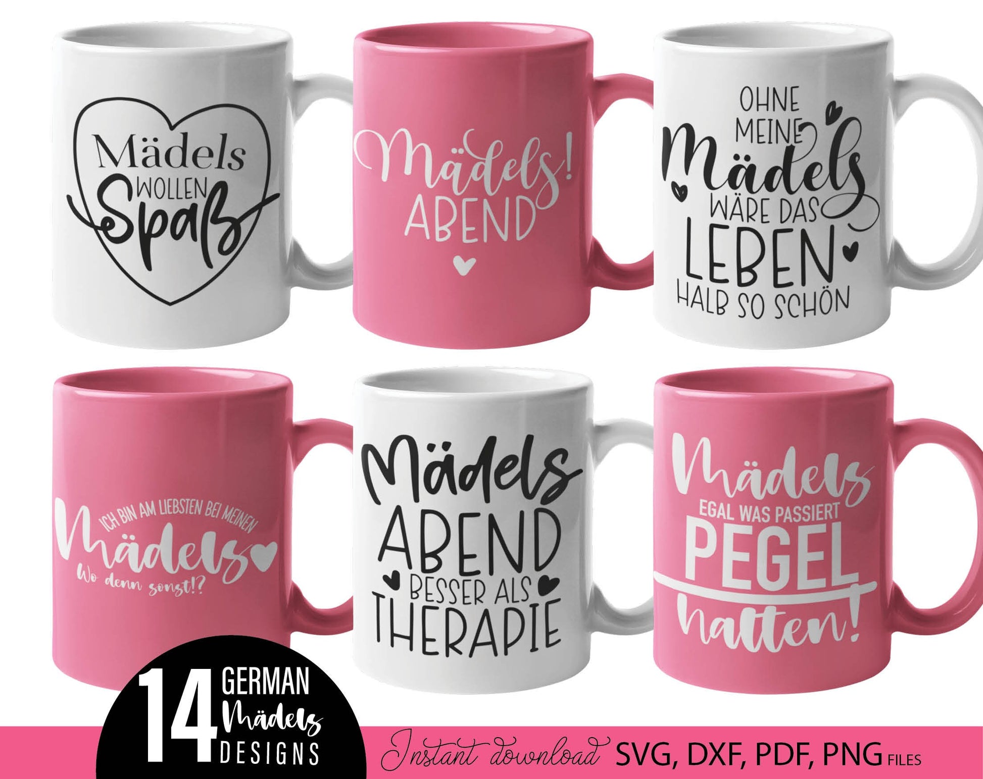 14 German Mädels quotes Plotter File. SVG DXF PSD files included. Compatible with Cricut, Silhouette or Glowforge as well. 14 German Mädels sayings included. Buy now for a good price and enjoy!