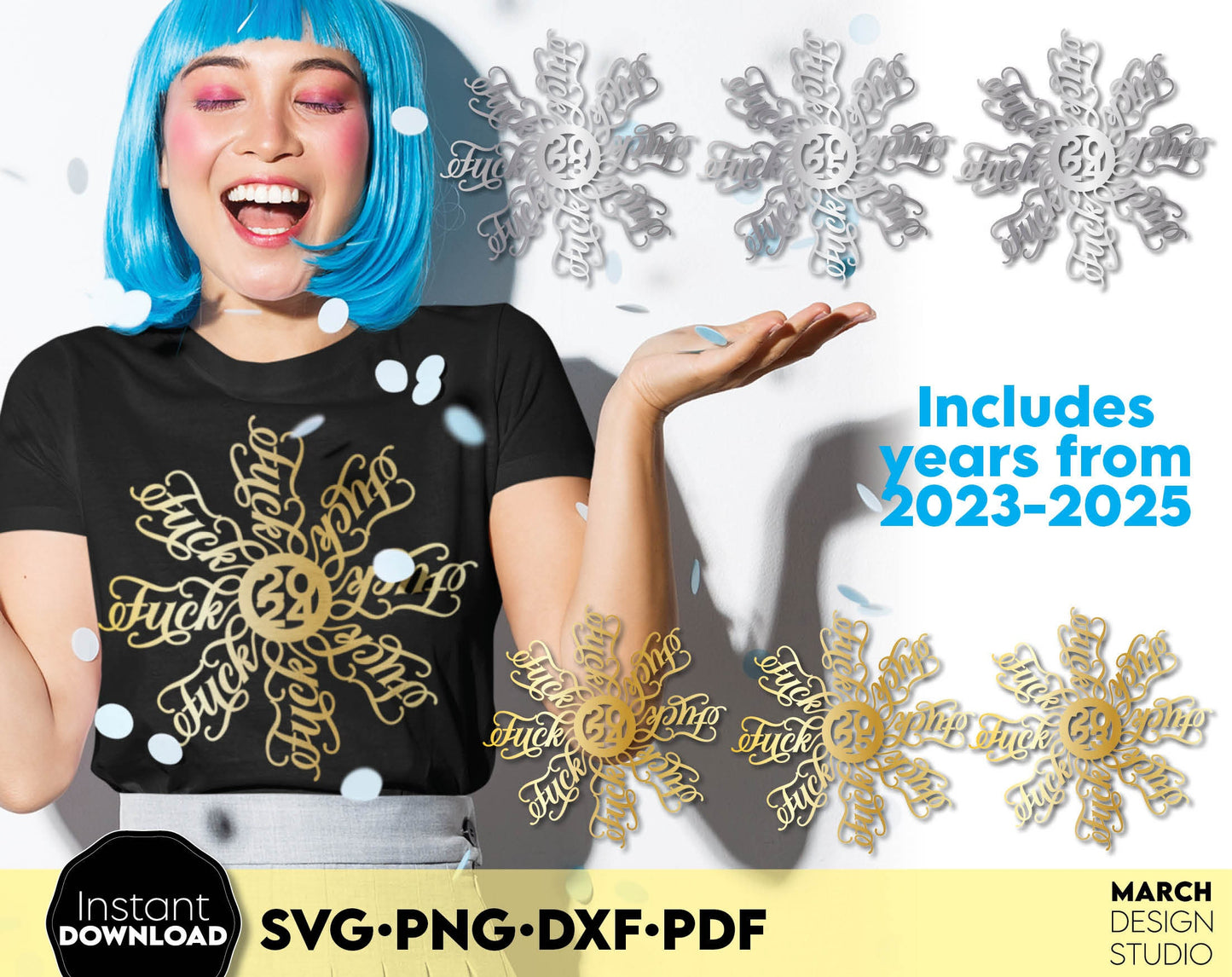 Funny Christmas Shirt Design. Fuck flake 2024 on it. SVG PNG DXF PDF files included. Compatible with Cricut, Silhouette or other equipment. Buy now for a good price and enjoy!