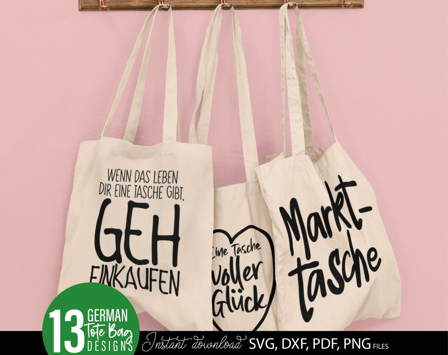 German sayings for tasche plotter file bag sayings bundle. SVG DXF PDF PNG files included. Compatible with Cricut, Silhouette or other equipment. Cut from vinyl, use for sublimation or laser cut / grave projects as well. Buy now for a good price!