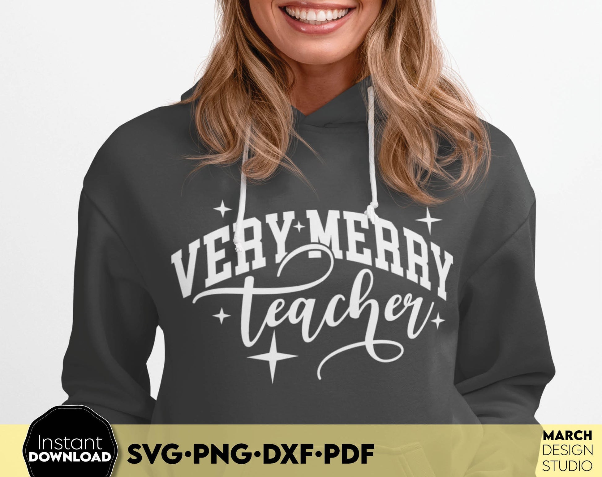 Very Merry Teacher design for Your Teacher Gift ideas. SVG PNG DXF PDF files included, Compatible with Cricut, Silhouette or other equipment. Cut from vinyl, use for sublimation or laser cut or grave projects as well. Buy now for a good price, enjoy!