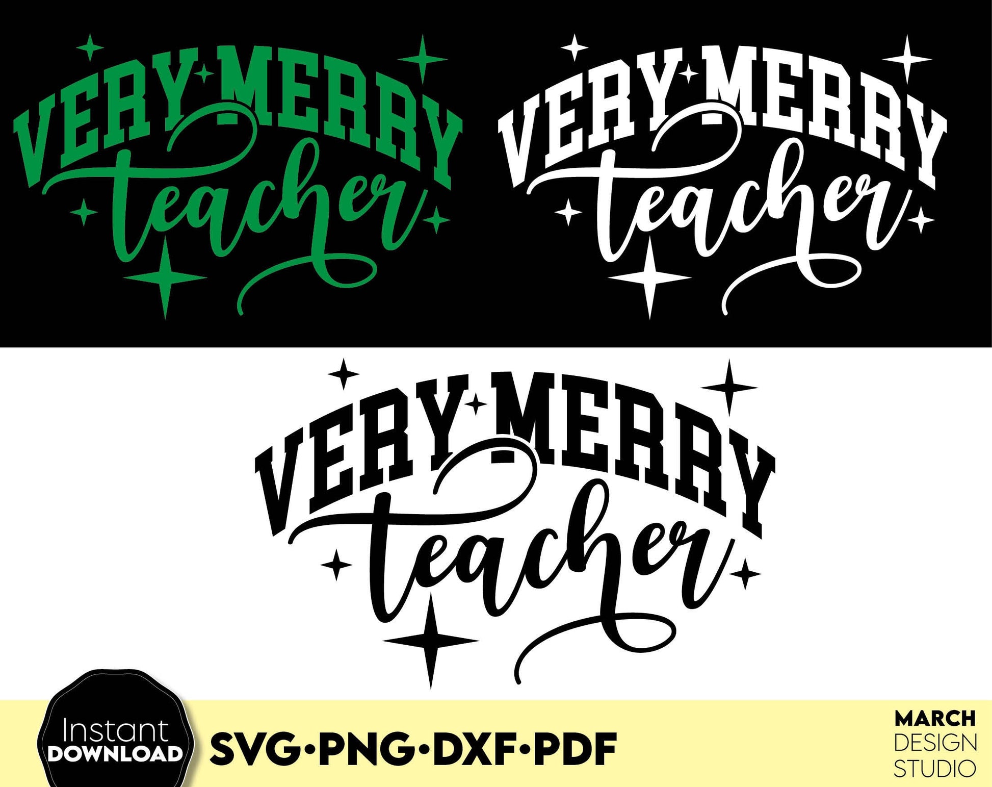 Very Merry Teacher design for Your Teacher Gift ideas. SVG PNG DXF PDF files included, Compatible with Cricut, Silhouette or other equipment. Cut from vinyl, use for sublimation or laser cut or grave projects as well. Buy now for a good price, enjoy!