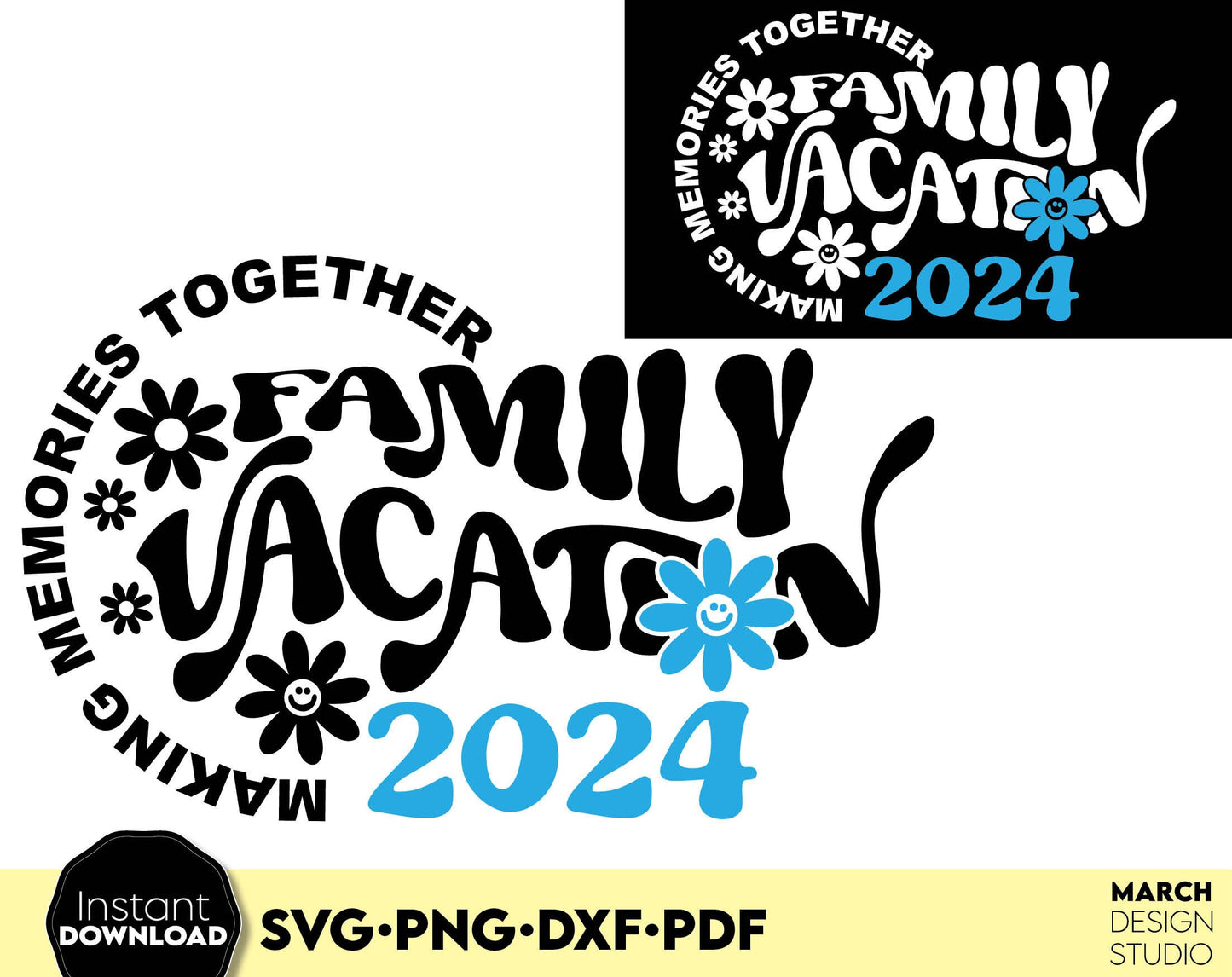 Making Memories Together Family Vacation matching shirt design.  SVG PNG DXF PDF files included. Compatible with Cricut, Silhouette or other equipment. Cut from vinyl, use for sublimation or laser cut or grave projects. Buy now for a good price!