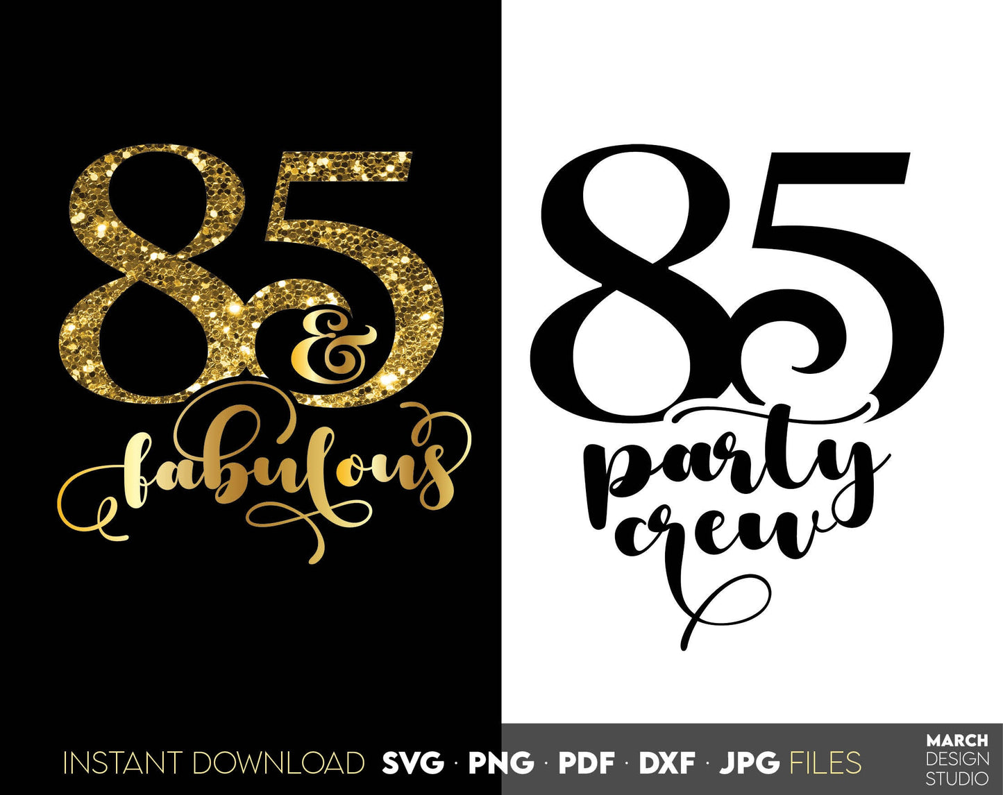 Set of 85 and fabulous Birthday and party crew shirt designs for cutting from vinyl and glittered PNG included for Your sublimation projects. SVG, PDF, JPG, EPS, DXF files included as well. Compatible with Cricut, Silhouette and other machines.