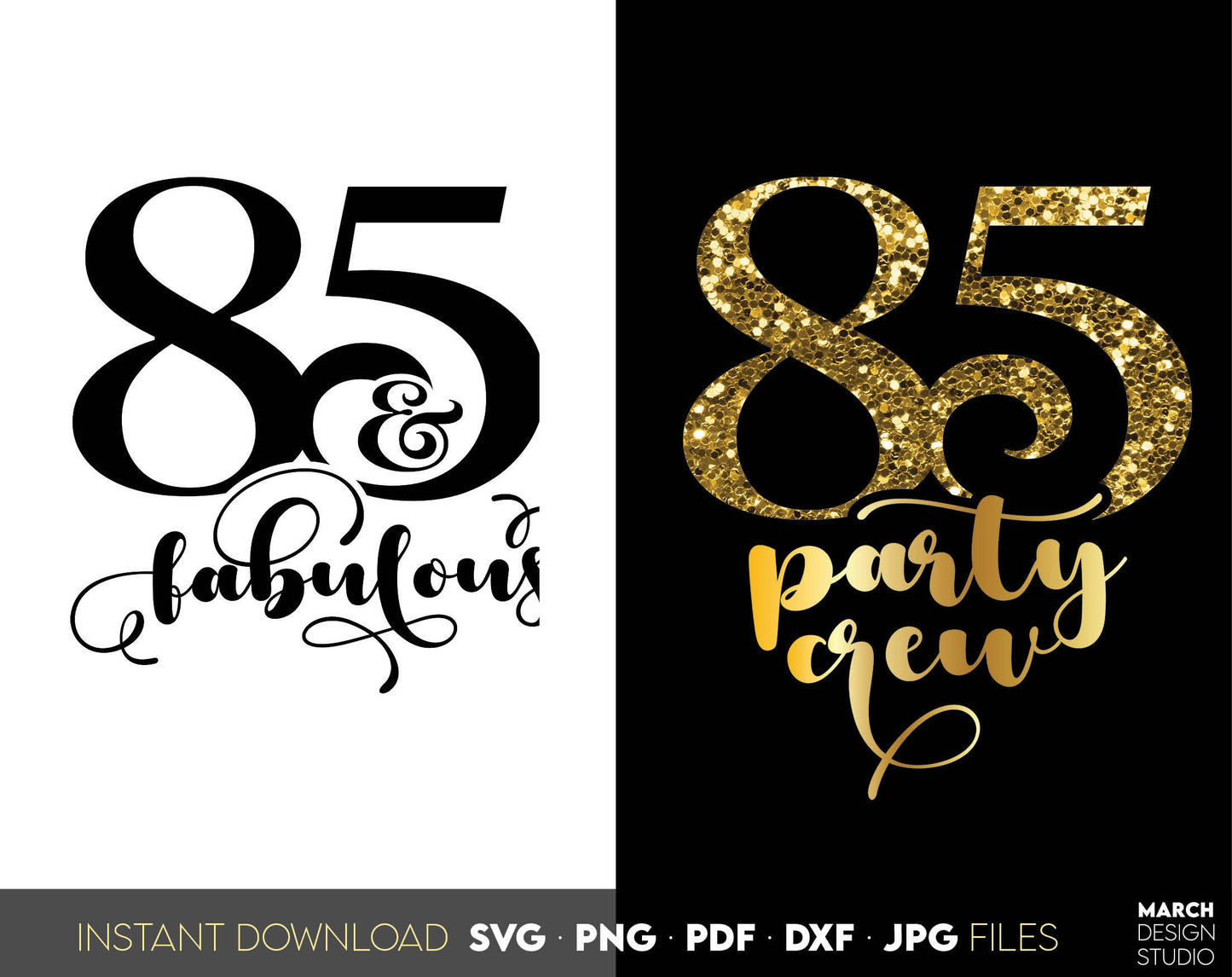Set of 85 and fabulous Birthday and party crew shirt designs for cutting from vinyl and glittered PNG included for Your sublimation projects. SVG, PDF, JPG, EPS, DXF files included as well. Compatible with Cricut, Silhouette and other machines.