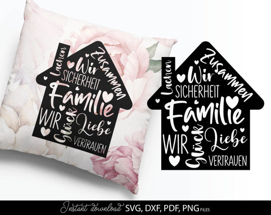 familie poster zuhause freude svg familie geschenk svg German Home Plotter Files Svg Png German Familie Svg Png Laserdatei zuhause