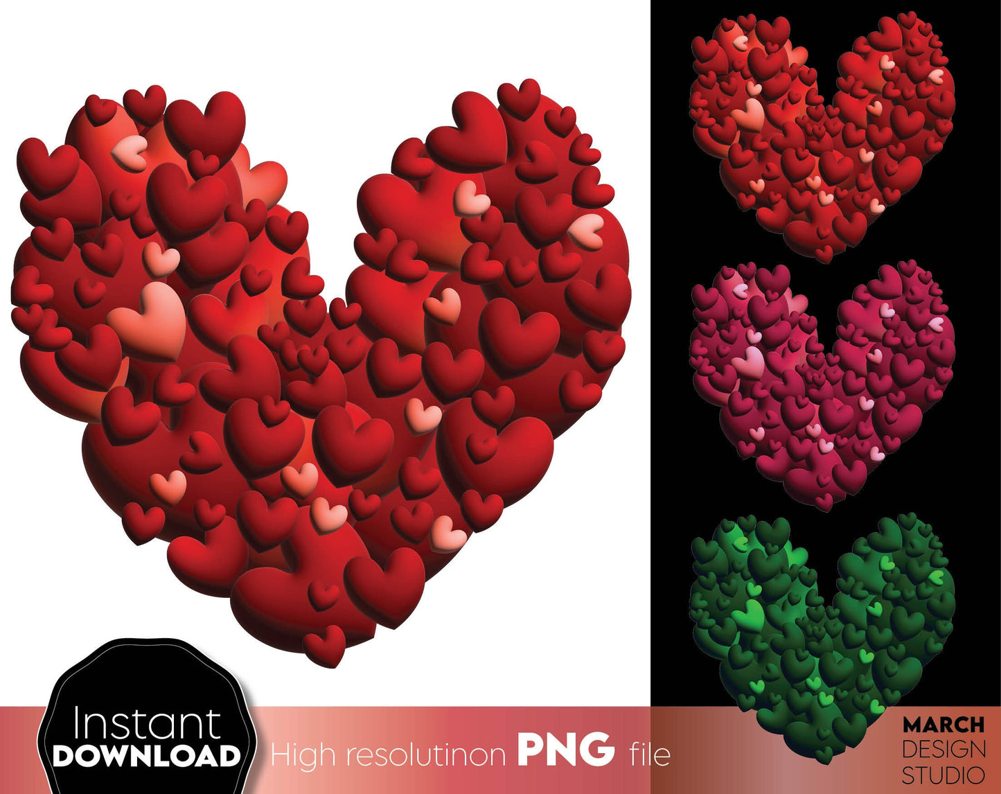 Beautiful 3 different coloured Glittered PNG hearts for Your Valentines Day projects. Use for sublimation or printing projects as well. PNG, file included. Buy now for a good price and enjoy Valentines Day!