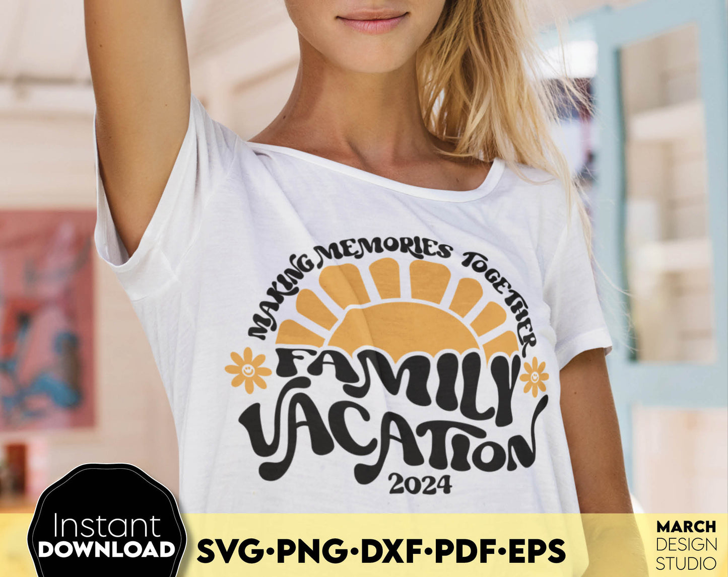 Making Memories Together - Family Vacation 2024 matching shirt design. SVG PNG DXF EPS PDF files included. Compatible with Cricut, Silhouette or other equipment. Cut from vinyl, use for sublimation or laser cut projects. Buy now for a good price!