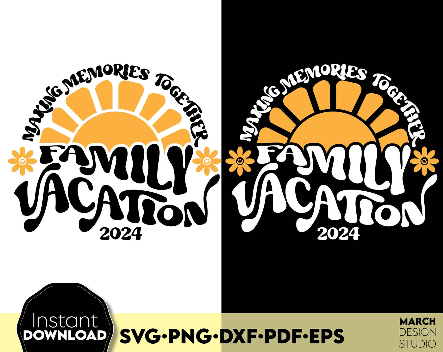 Making Memories Together - Family Vacation 2024 matching shirt design. SVG PNG DXF EPS PDF files included. Compatible with Cricut, Silhouette or other equipment. Cut from vinyl, use for sublimation or laser cut projects. Buy now for a good price!