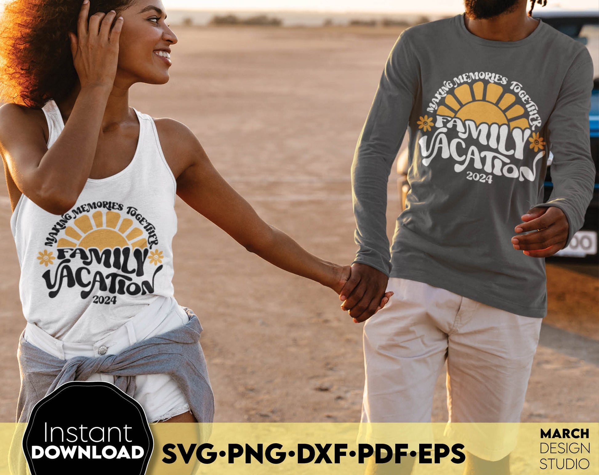 Making Memories Together - Family Vacation 2024 matching shirt design. SVG PNG DXF EPS PDF files included. Compatible with Cricut, Silhouette or other equipment. Cut from vinyl, use for sublimation or laser cut projects. Buy now for a good price!