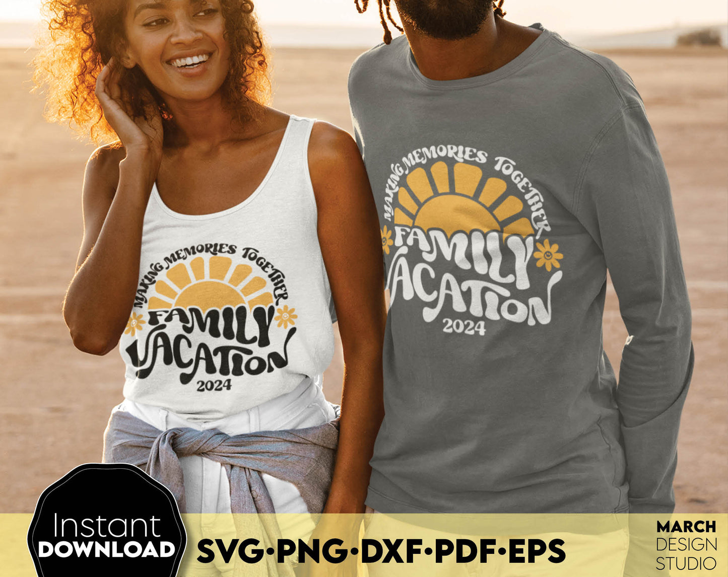 Making Memories Together - Family Vacation 2024 matching shirt design. SVG PNG DXF EPS PDF files included. Compatible with Cricut, Silhouette or other equipment. Cut from vinyl, use for sublimation or laser cut projects. Buy now for a good price!