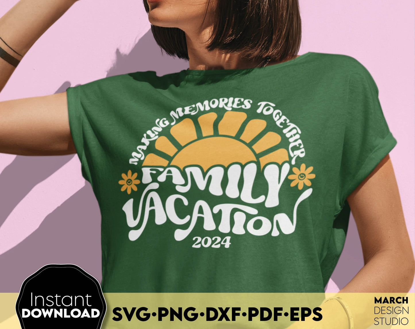 Making Memories Together - Family Vacation 2024 matching shirt design. SVG PNG DXF EPS PDF files included. Compatible with Cricut, Silhouette or other equipment. Cut from vinyl, use for sublimation or laser cut projects. Buy now for a good price!