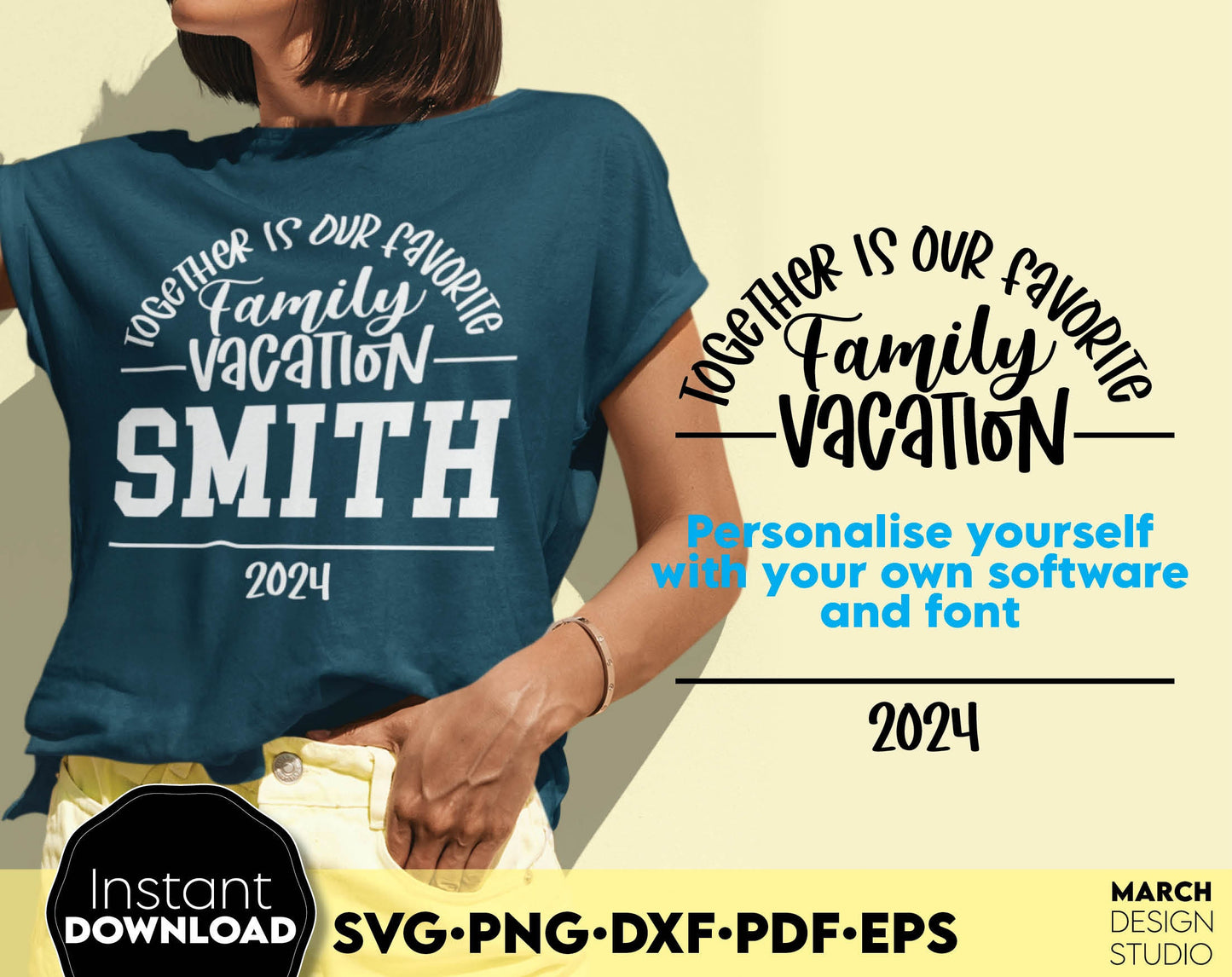 Together is our favorite Family Vacation custom matching shirts design. SVG PNG DXF PDF EPS files included. Compatible with Cricut, Silhouette or other equipment. Cut from vinyl, use for sublimation or laser cut or grave projects. Buy now and enjoy!