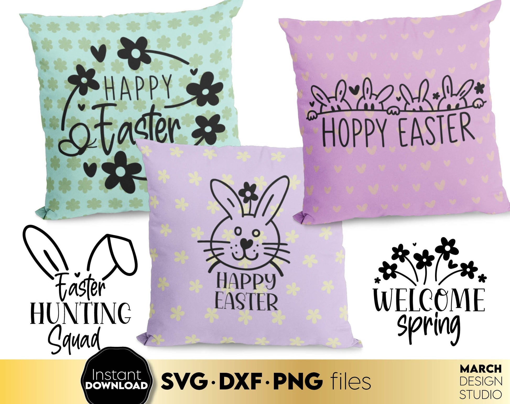 SVG DXF PNG files included. Compatible with Cricut, Silhouette or other equipment. Cut from vinyl, use for sublimation or laser cut or grave projects. Buy Happy Easter Bundle now for a good price and enjoy!