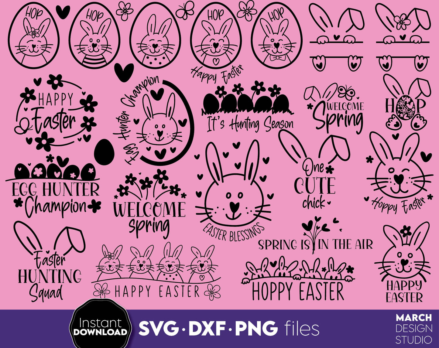 SVG DXF PNG files included. Compatible with Cricut, Silhouette or other equipment. Cut from vinyl, use for sublimation or laser cut or grave projects. Buy Happy Easter Bundle now for a good price and enjoy!