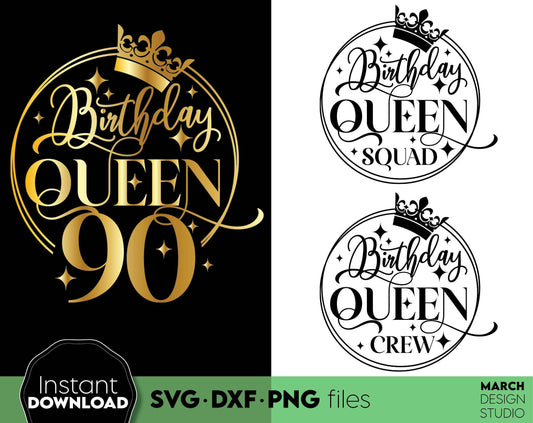 90th Birthday design for cut from vinyl and sublimation projects. Gold design for sublimation is royal and beautiful. SVG DXF PNG files included. Compatible with Cricut, Silhouette or other equipment. Buy now for a good price and enjoy!