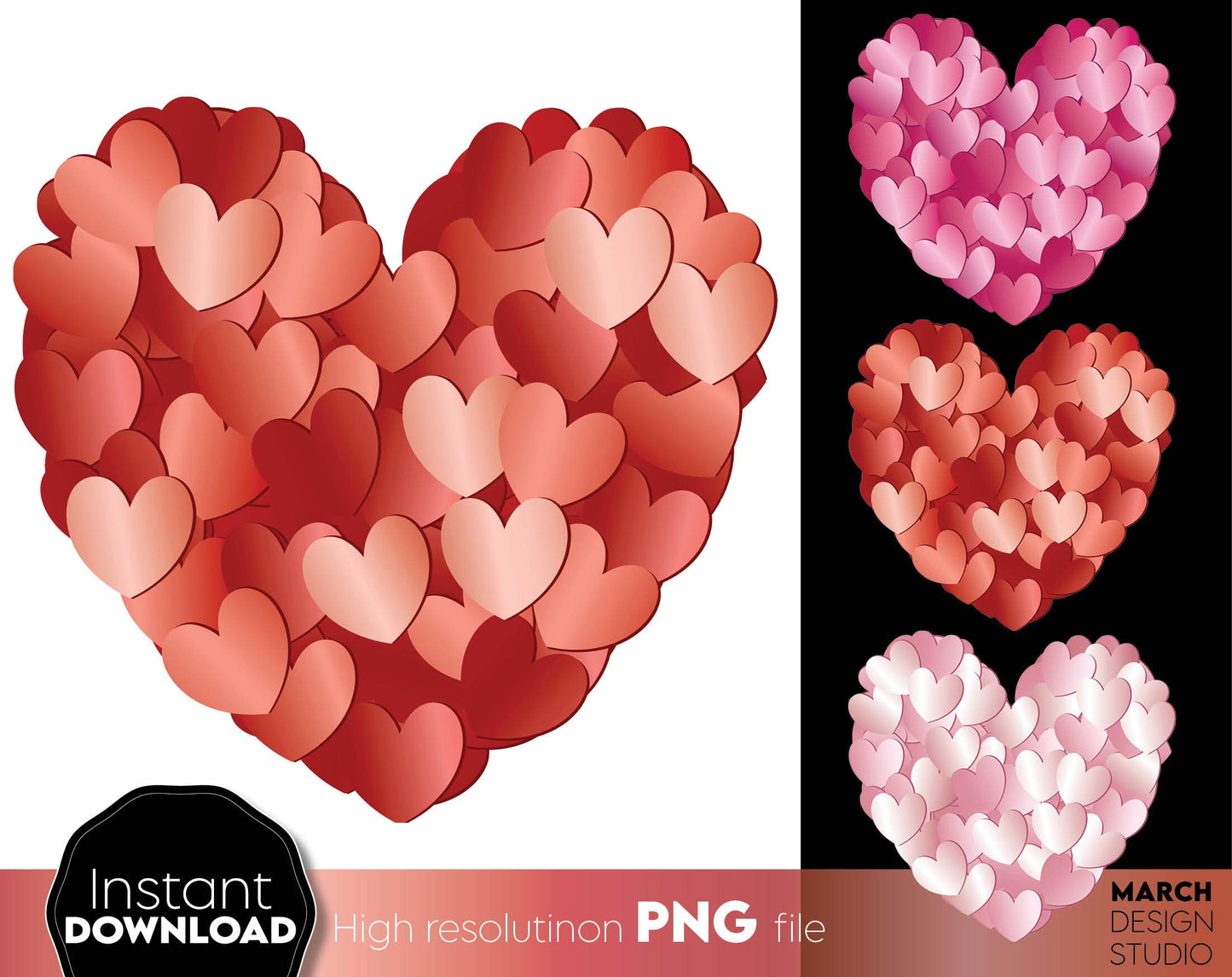 4 different colours for beautiful coloured PNG hearts. Usable for Your Valentines Day projects. Use for sublimation or printing projects as well. PNG, file included. Buy now for a good price and enjoy Valentines Day!