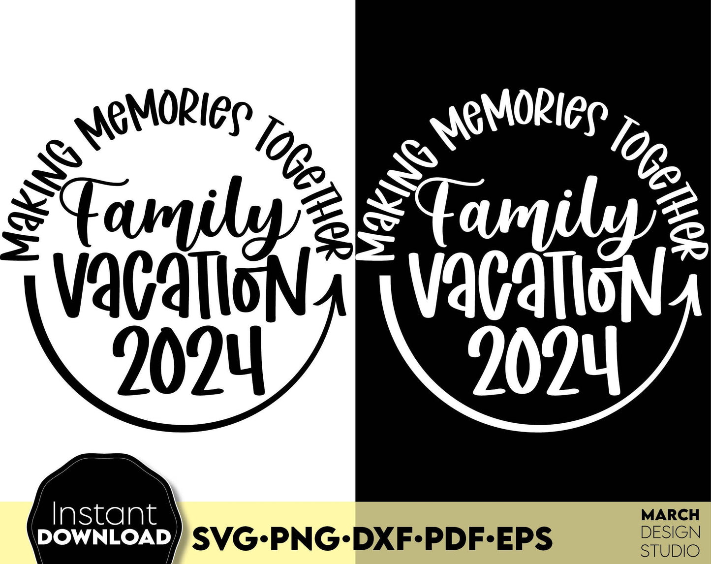 Making Memories Together Family Vacation 2024 matching shirts design. SVG PNG DXF PDF EPS files included. Compatible with Cricut, Silhouette or other equipment. Cut from vinyl, use for sublimation or laser cut projects. Buy now for a good price!