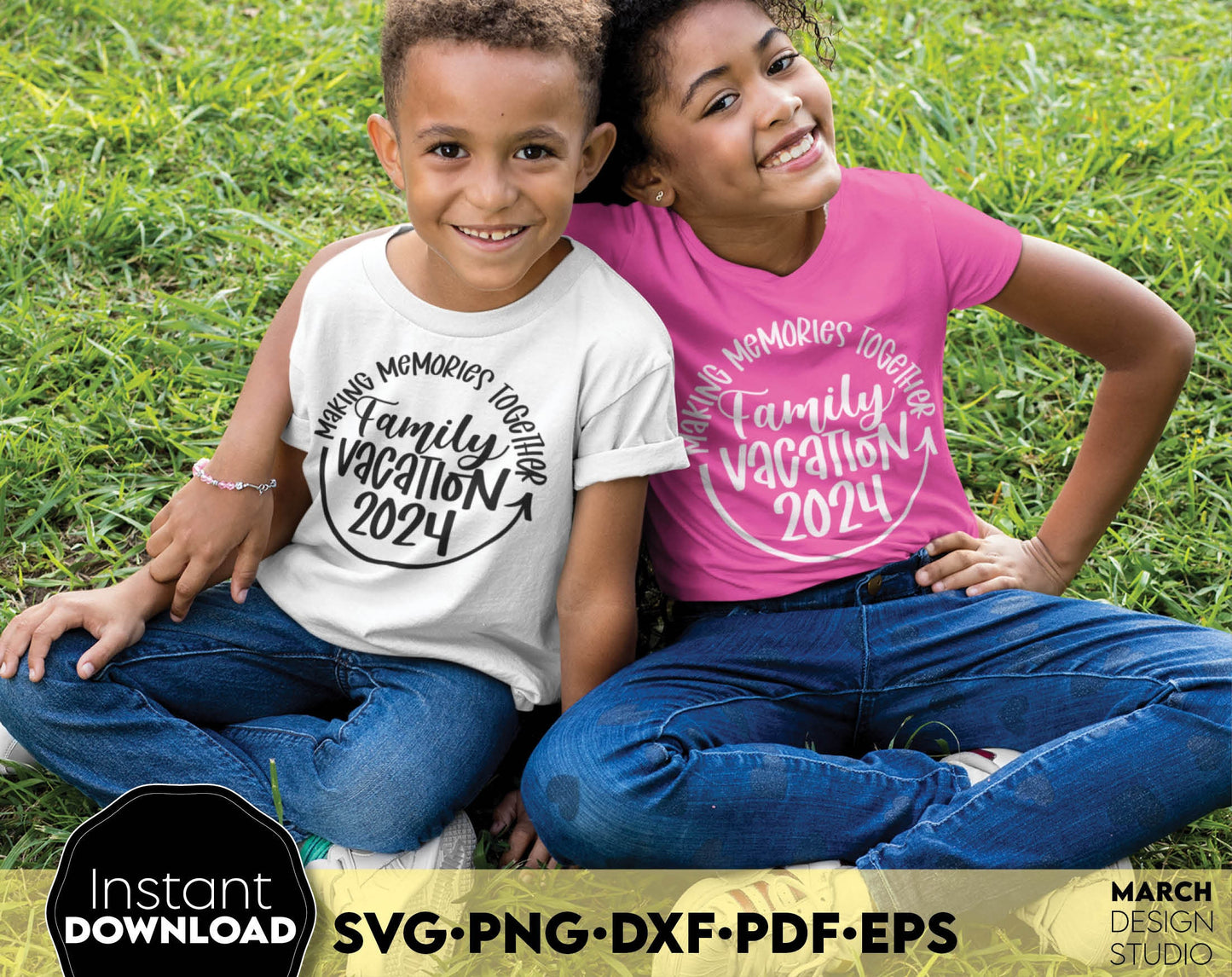 Making Memories Together Family Vacation 2024 matching shirts design. SVG PNG DXF PDF EPS files included. Compatible with Cricut, Silhouette or other equipment. Cut from vinyl, use for sublimation or laser cut projects. Buy now for a good price!