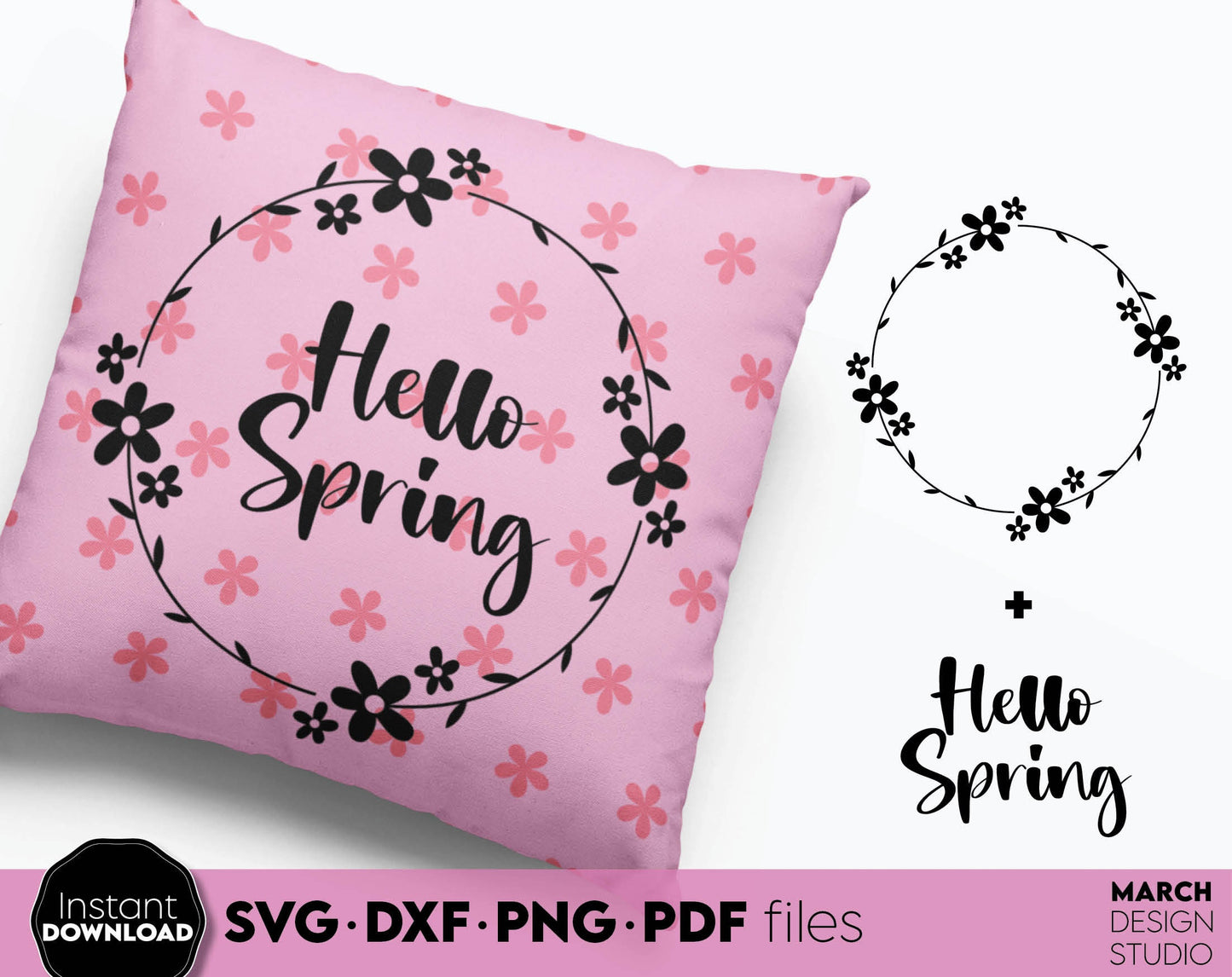 Spring wreath and spring quotes for Your craft SVG PNG JPG EPS DXF files included. Compatible with Cricut, Silhouette or other equipment. Cut from vinyl, use for printing, sublimation or laser cut, grave projects. Buy now for a good price and enjoy!