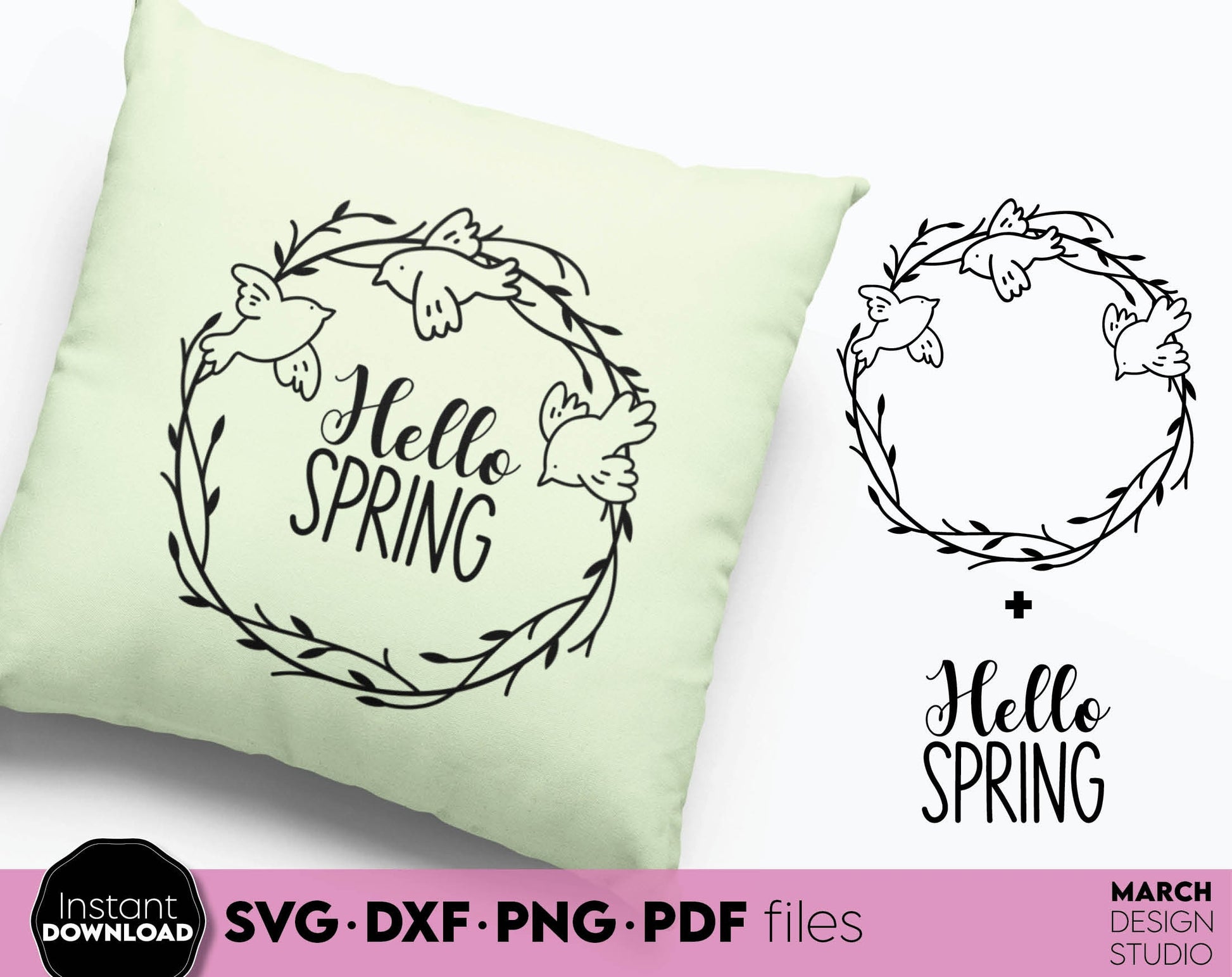 Spring wreath and spring quotes for Your craft SVG PNG JPG EPS DXF files included. Compatible with Cricut, Silhouette or other equipment. Cut from vinyl, use for printing, sublimation or laser cut, grave projects. Buy now for a good price and enjoy!