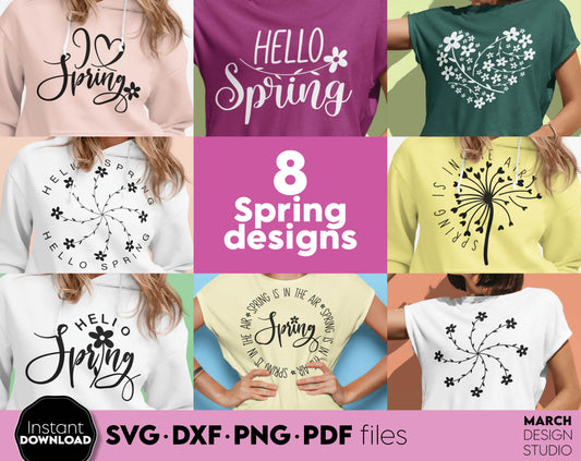 Spring Quotes and floral signs for Your Easter Shirt designs. SVG PNG EPS DXF files included. Compatible with Cricut, Silhouette or other. Cut from vinyl, use for printing, sublimation or laser cut, grave projects. Buy now for a good price and enjoy!