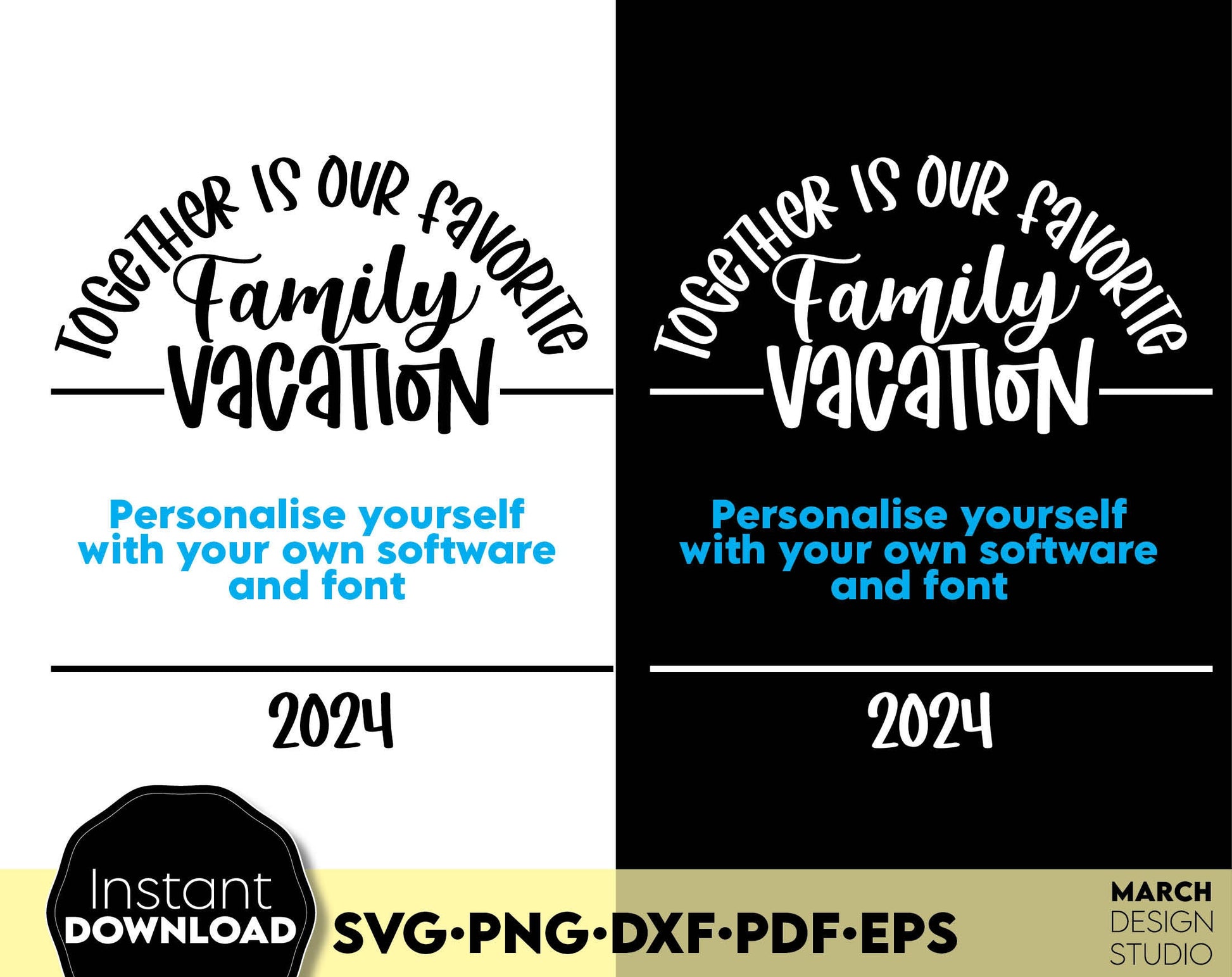 Together is our favorite Family Vacation custom matching shirts design. SVG PNG DXF PDF EPS files included. Compatible with Cricut, Silhouette or other equipment. Cut from vinyl, use for sublimation or laser cut or grave projects. Buy now and enjoy!