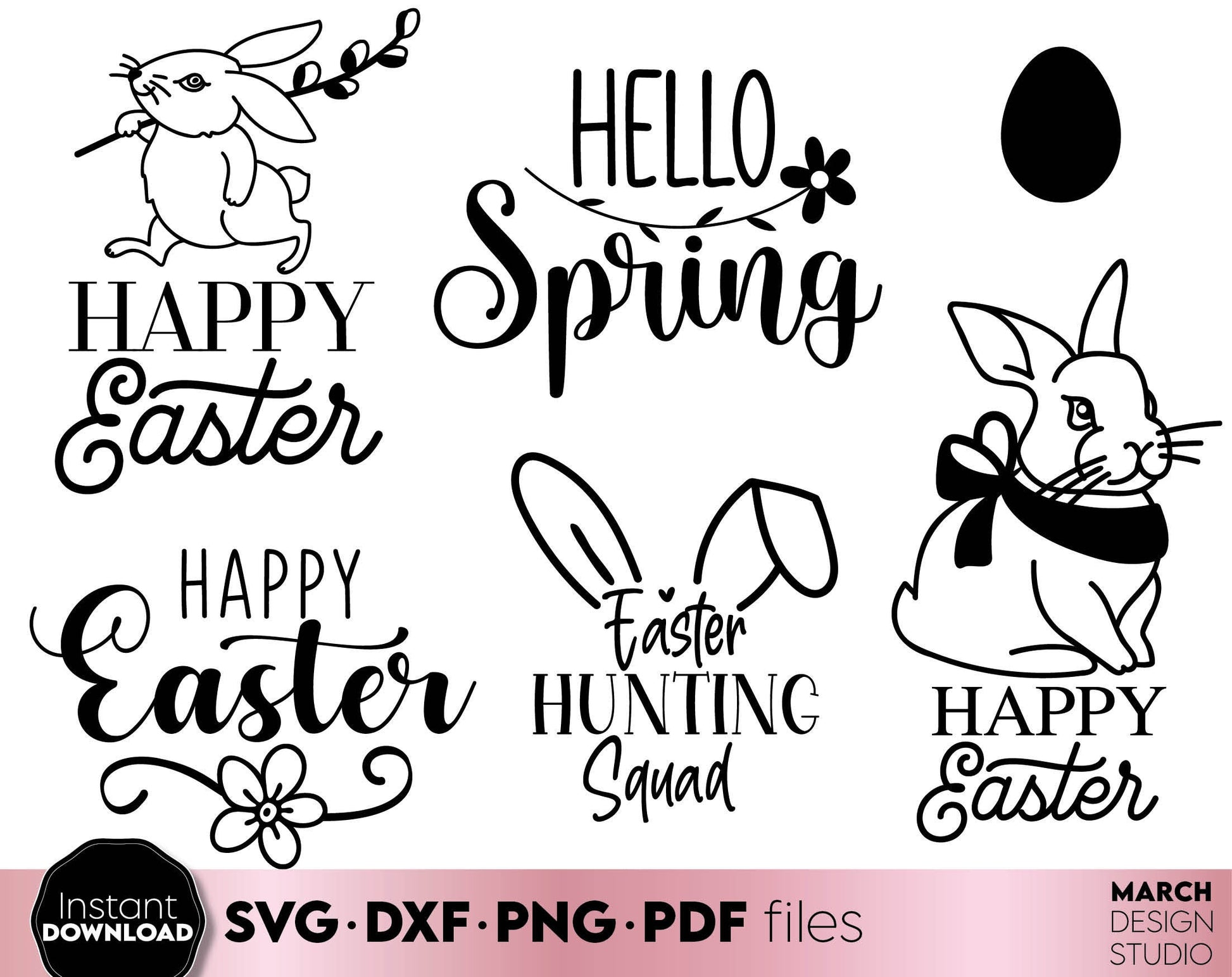 Spring bundle with rustic easter farmhouse decorations. SVG PNG EPS DXF files included. Compatible with Cricut, Silhouette or other equipment. Cut from vinyl, use for printing, sublimation or laser cut projects. Buy now for a good price and enjoy!