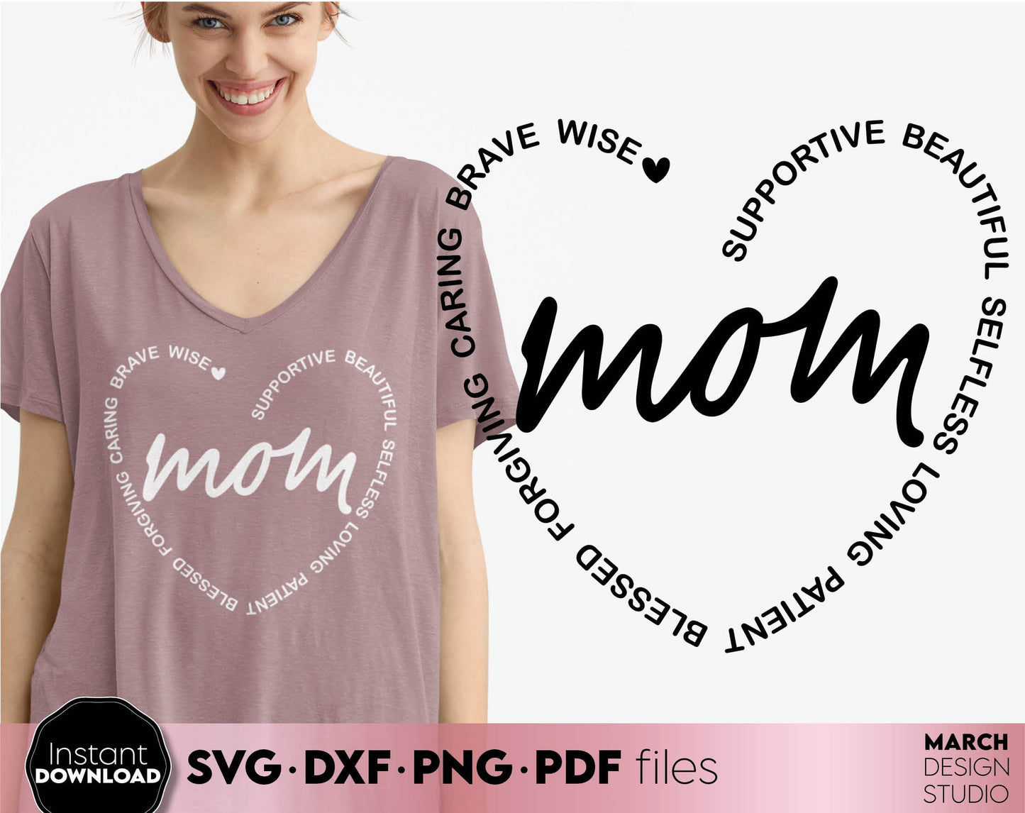 Mother day print for mug. Nice design for mother day or mom birthday gift ideas. SVG PNG EPS DXF files included. Compatible with Cricut, Silhouette. Cut from vinyl, use for printing, sublimation or laser cut projects. Buy now for a good price, enjoy!