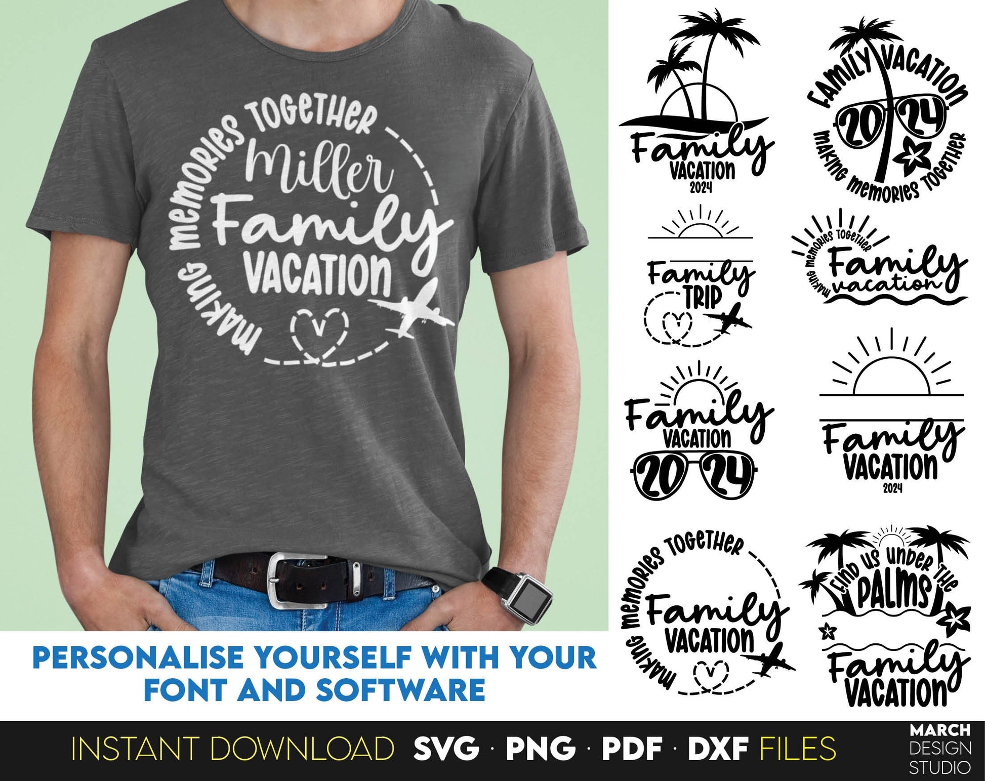 Family vacation 2024 svg bundle, family vacation svg, summer vibes svg, family cruise svg, family shirt svg, summer svg files for Cricut