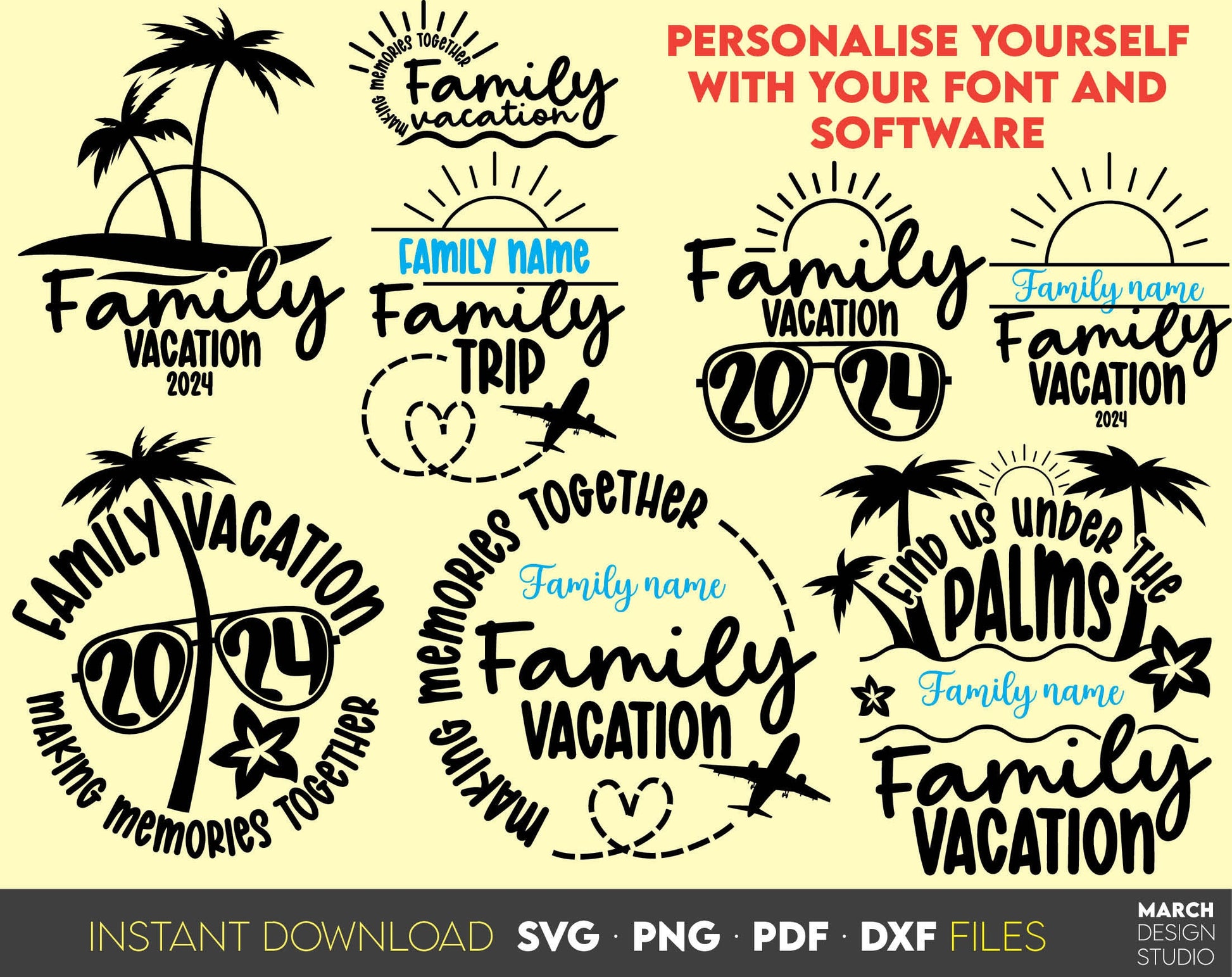 Family vacation 2024 svg bundle, family vacation svg, summer vibes svg, family cruise svg, family shirt svg, summer svg files for Cricut