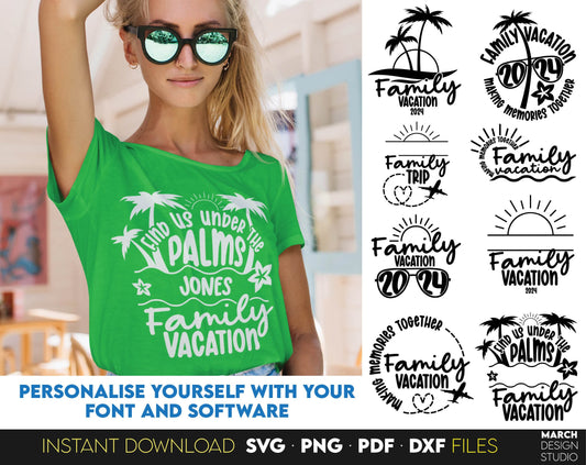 Family vacation 2024 svg bundle, family vacation svg, summer vibes svg, family cruise svg, family shirt svg, summer svg files for Cricut