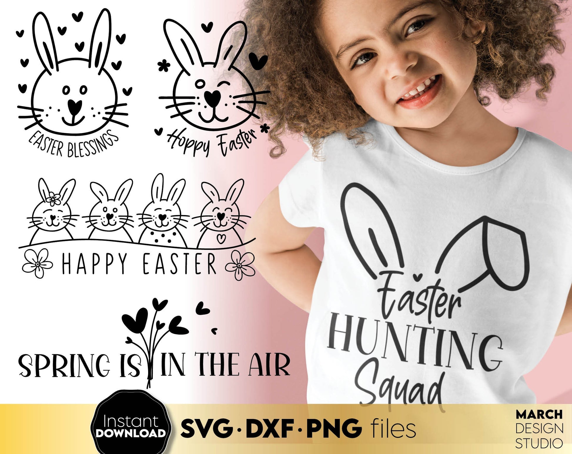 SVG DXF PNG files included. Compatible with Cricut, Silhouette or other equipment. Cut from vinyl, use for sublimation or laser cut or grave projects. Buy Happy Easter Bundle now for a good price and enjoy!