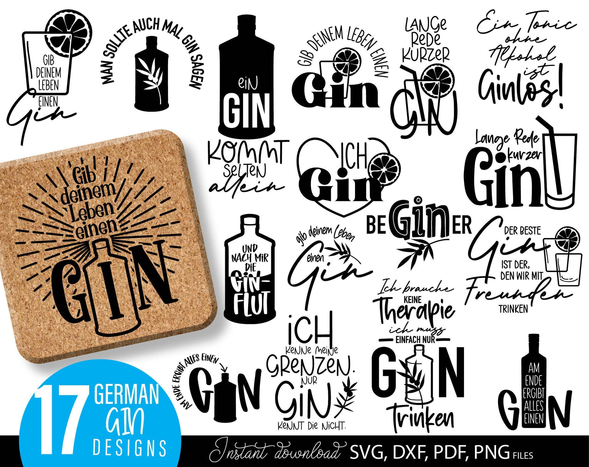 Gin Plotter File Gin Quotes | Plotting Bundle Svg | Gin Svg Bundle | Plotter File SVG PNG | Gin Sayings Svg | Alcohol Gift Drink | Cut files