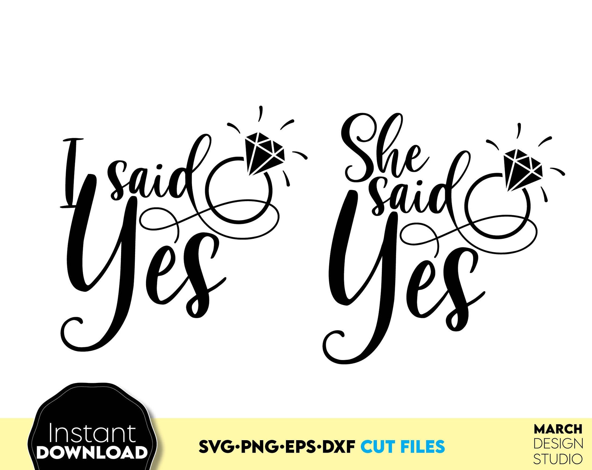 I said Yes and She Said Yes designs set for bachelorette party matching shirts. SVG PNG EPS DXF files included. Compatible with Cricut, Silhouette, sublimation printers and other equipment. Cut from vinyl, use for sublimation or laser cut projects!