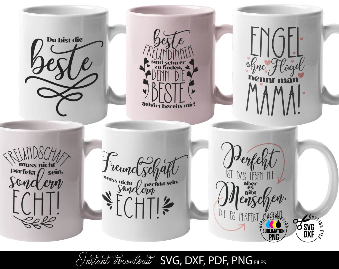 German Mama Plotter File SVG PNG DXF Bundle | Beste Freundin Svg | German Bruder Schwester Plotter File | Cricut Silhouette Plotting Bundle