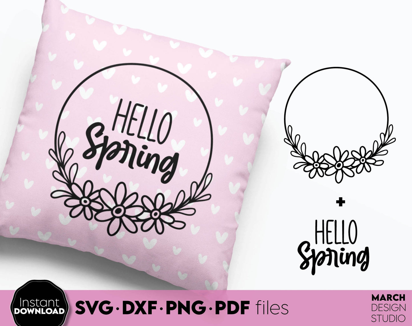 Spring wreath and spring quotes for Your craft SVG PNG JPG EPS DXF files included. Compatible with Cricut, Silhouette or other equipment. Cut from vinyl, use for printing, sublimation or laser cut, grave projects. Buy now for a good price and enjoy!