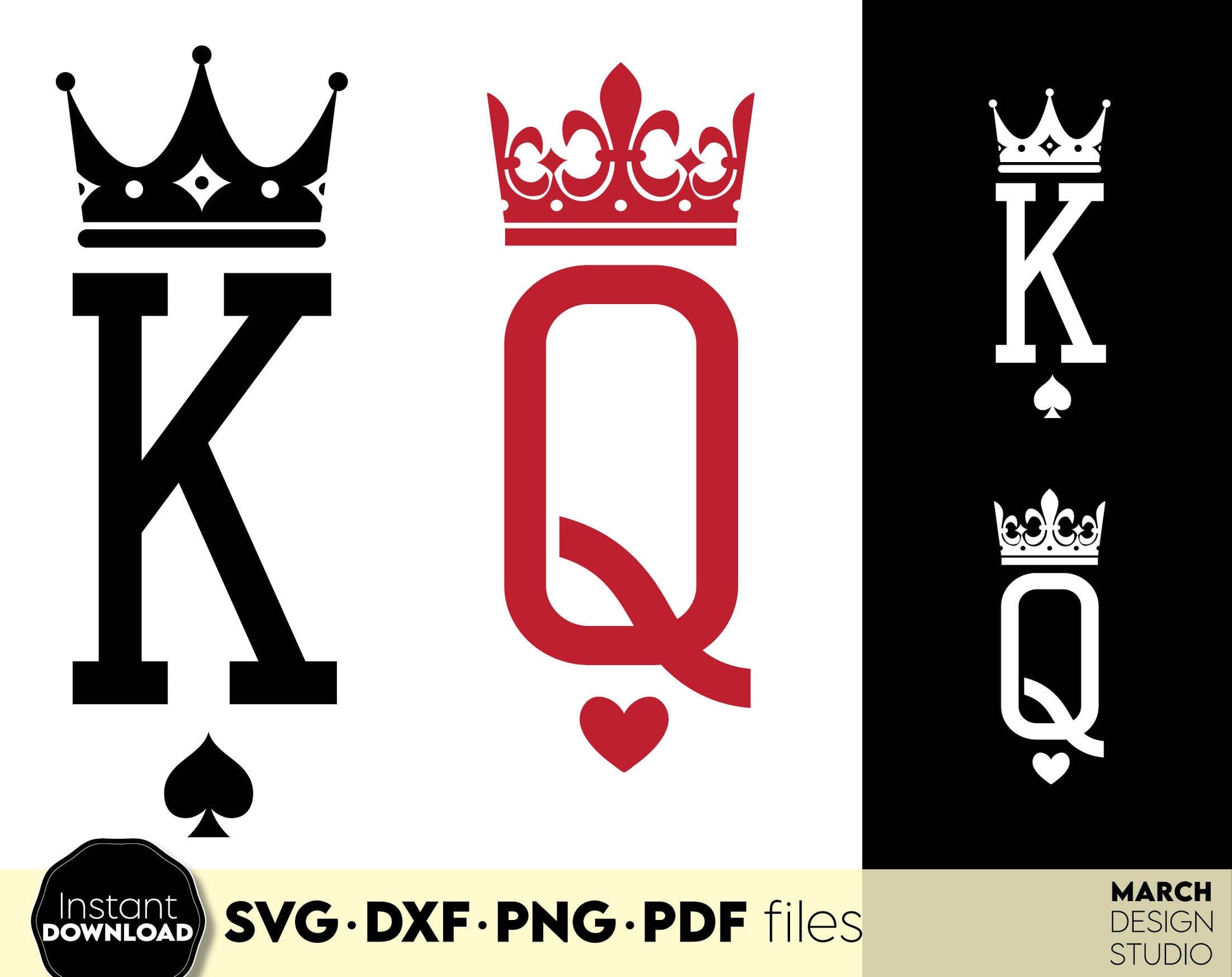 King and Queen matching couple shirts design. SVG DXF PNG PDF files included. Compatible with Cricut, Silhouette or other equipment. Cut from vinyl, use for sublimation or laser cut projects. Buy now for a good price and enjoy!