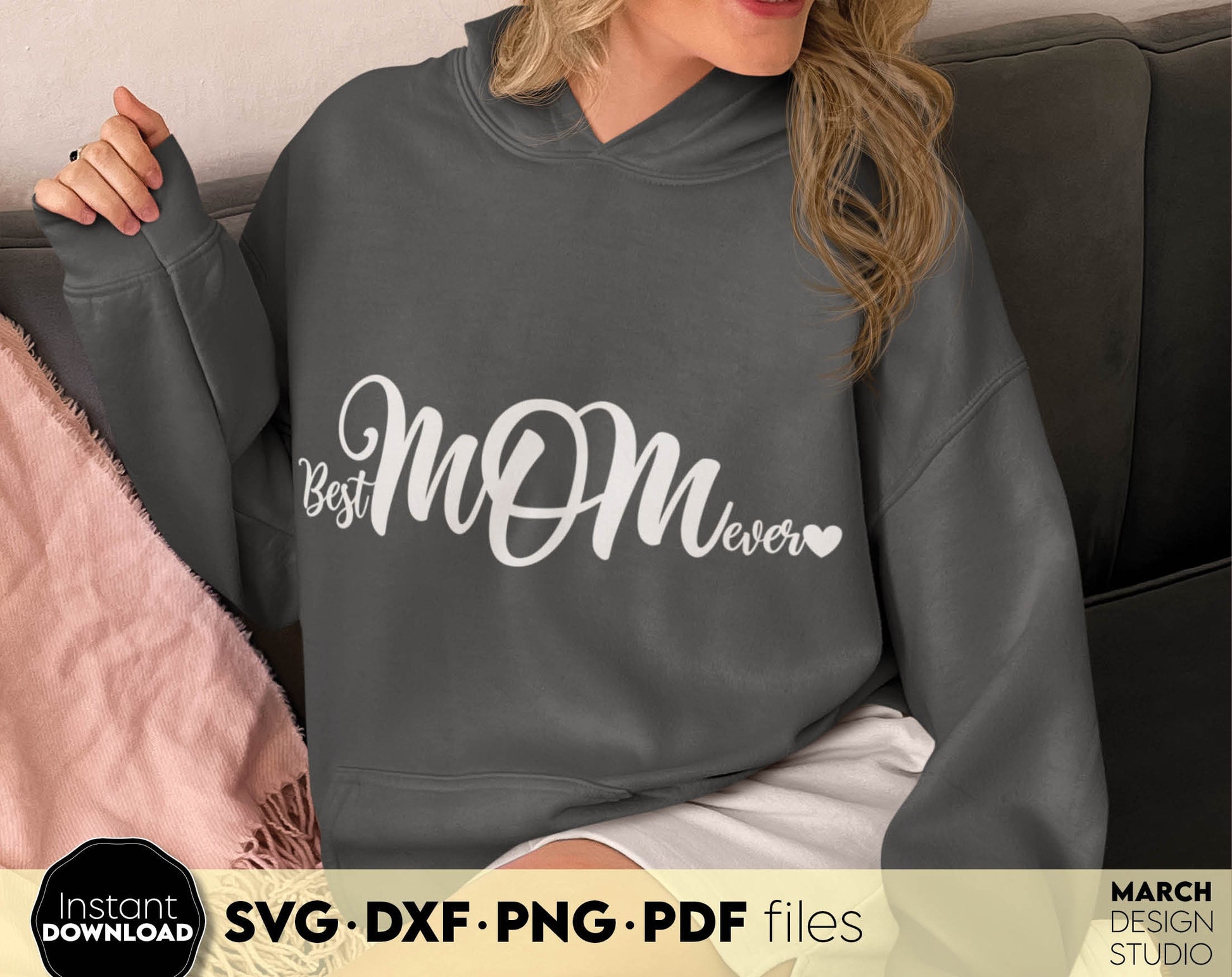 Best Mom Ever design for Mothers Day or Mom Birthday Gift ideas. SVG PNG DXF PDF files included. Compatible with Cricut, Silhouette or other equipment. Cut from vinyl, use for sublimation or laser cut or grave projects. Buy now for a good price!