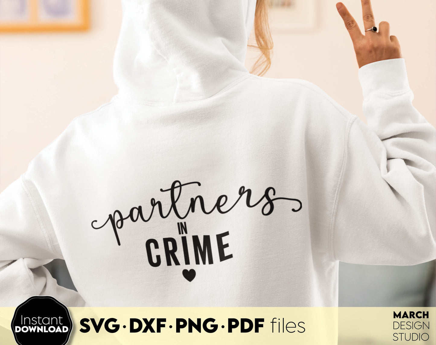 Partners in Crime - funny girls shirts design for girls weekend or other girls event. SVG DXF PNG PDF files included. Compatible with Cricut, Silhouette, sublimation printers or other. Cut from vinyl, use for sublimation or laser cut / grave projects