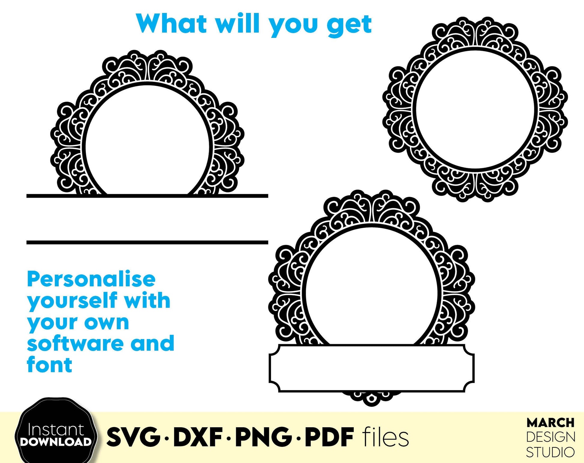 Monogram Frame Design for Your Home decoration or gift ideas. SVG DXF PNG PDF files included. Compatible with Cricut, Silhouette or other equipment. Cut from vinyl, use for sublimation or laser cut or grave projects. Buy now for a good price.