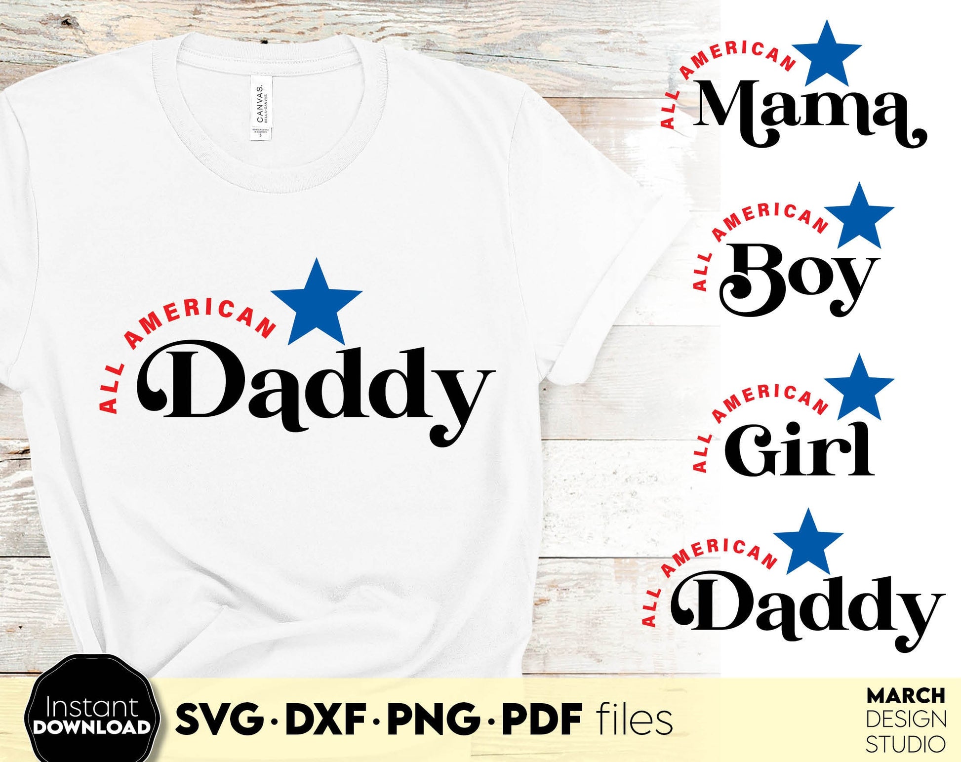 American Family matching 4th of July shirts. SVG DXF PNG PDF files included. Compatible with Cricut, Silhouette or sublimation printers. Cut from vinyl, use for sublimation or laser cut / grave projects as well. Buy now for a good price and enjoy!