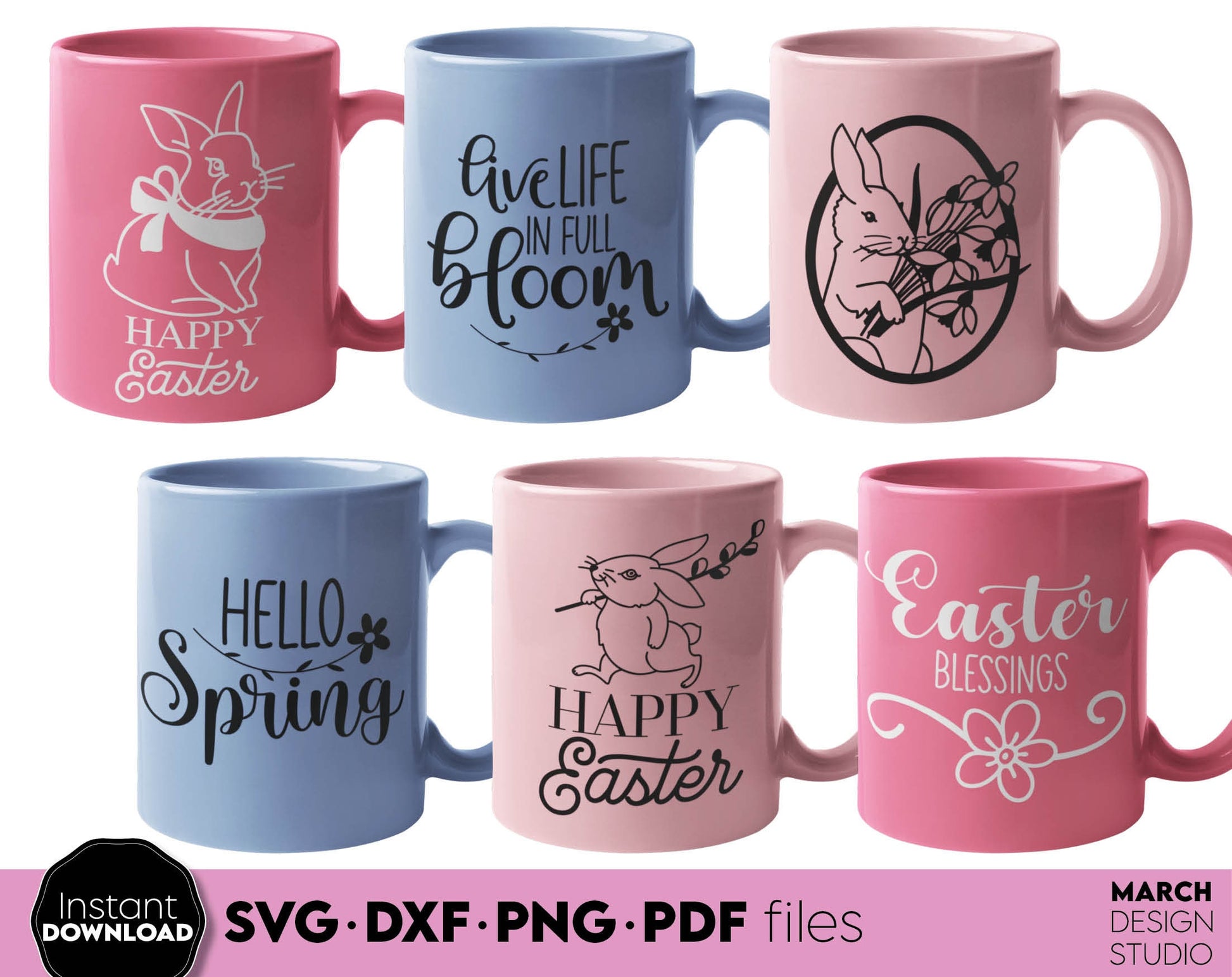 Spring bundle with rustic easter farmhouse decorations. SVG PNG EPS DXF files included. Compatible with Cricut, Silhouette or other equipment. Cut from vinyl, use for printing, sublimation or laser cut projects. Buy now for a good price and enjoy!