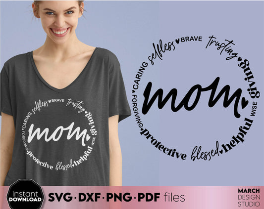 Mom Saying Gift. Nice design for mother day or mom birthday gift ideas. SVG PNG EPS DXF files included. Compatible with Cricut, Silhouette. Cut from vinyl, use for printing, sublimation or laser cut projects. Buy now for a good price, enjoy!