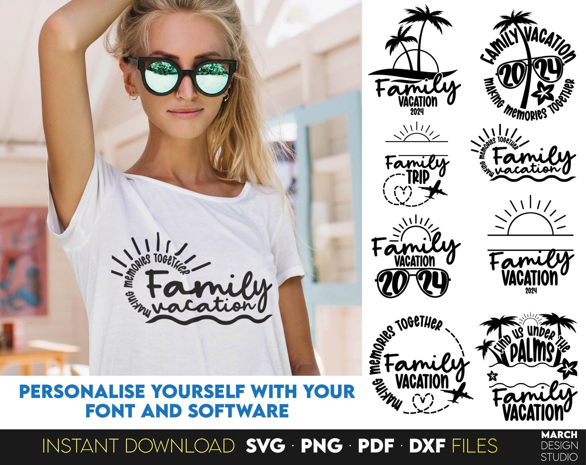 Family vacation 2024 svg bundle, family vacation svg, summer vibes svg, family cruise svg, family shirt svg, summer svg files for Cricut